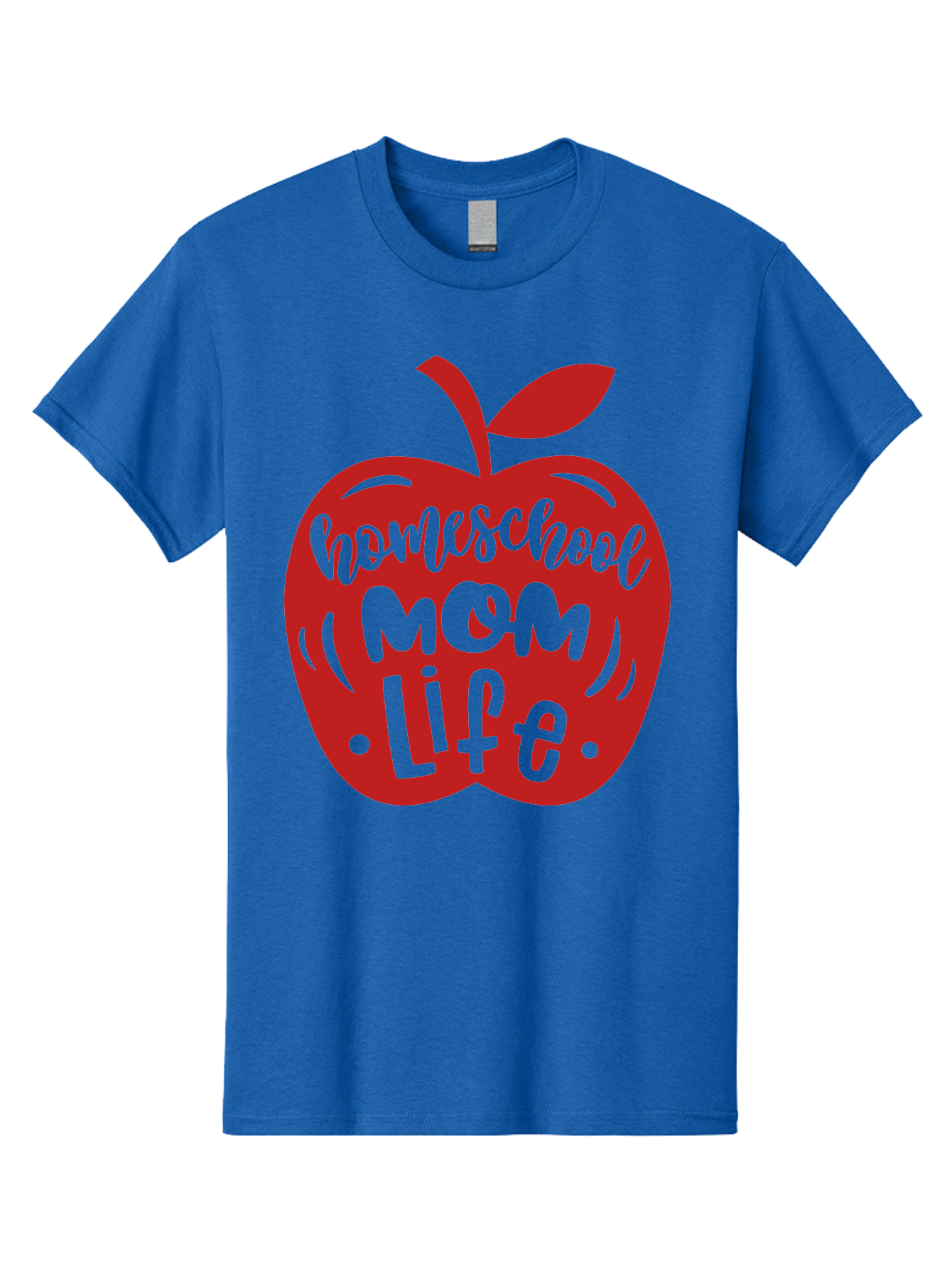 Homeschool-Mom-Life-2 Men'S Graphic Tee, 100% Cotton, Comfortable Casual Summer Wear, Machine Washable, Homeschool Mom Life, Apple Graphic, Red Apple, Green Text, Mom Life, Homeschooling, Parenting, Education, Learning At Home Aab374