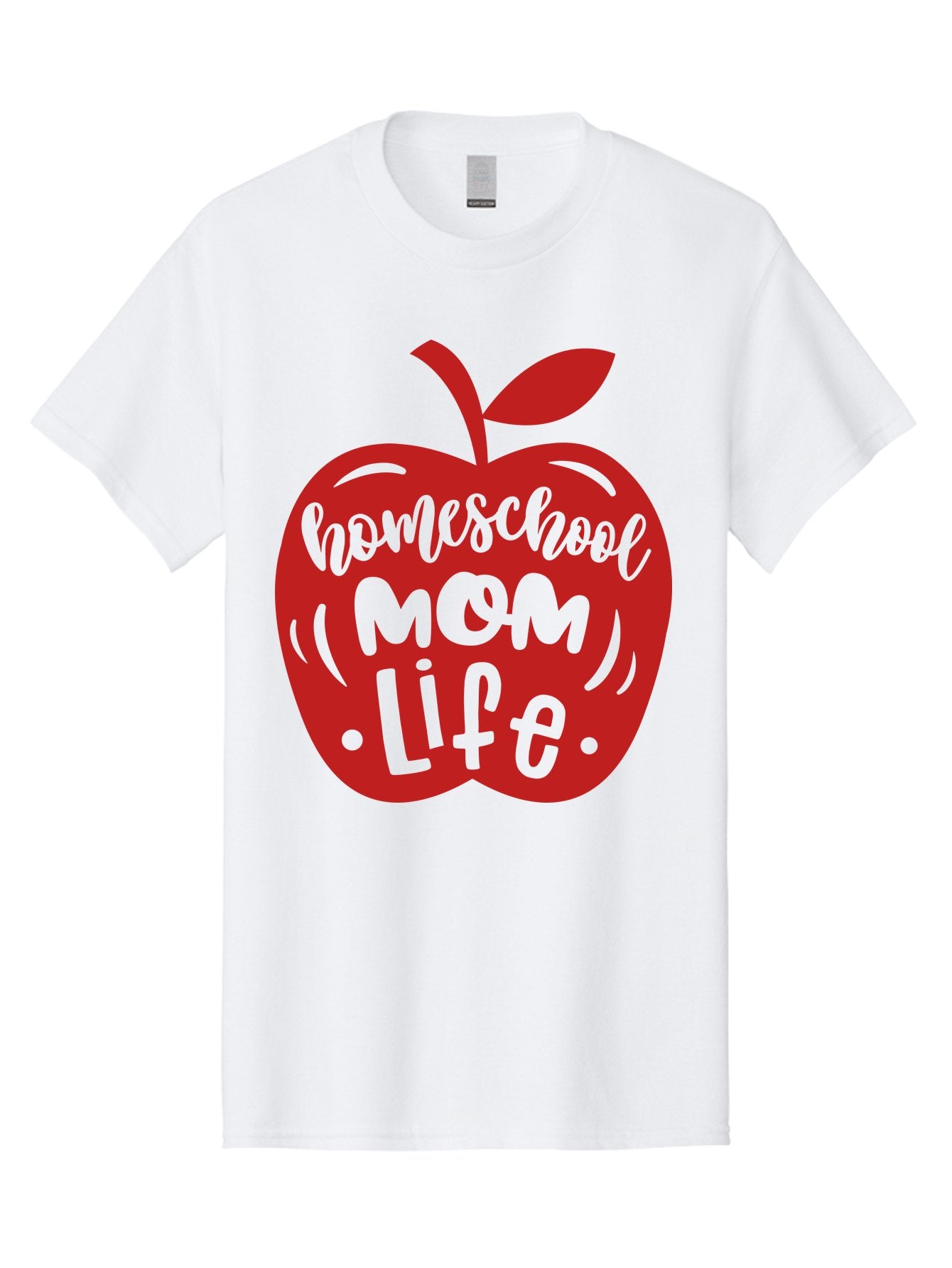 Homeschool-Mom-Life-2 Men'S Graphic Tee, 100% Cotton, Comfortable Casual Summer Wear, Machine Washable, Homeschool Mom Life, Apple Graphic, Red Apple, Green Text, Mom Life, Homeschooling, Parenting, Education, Learning At Home Aab374