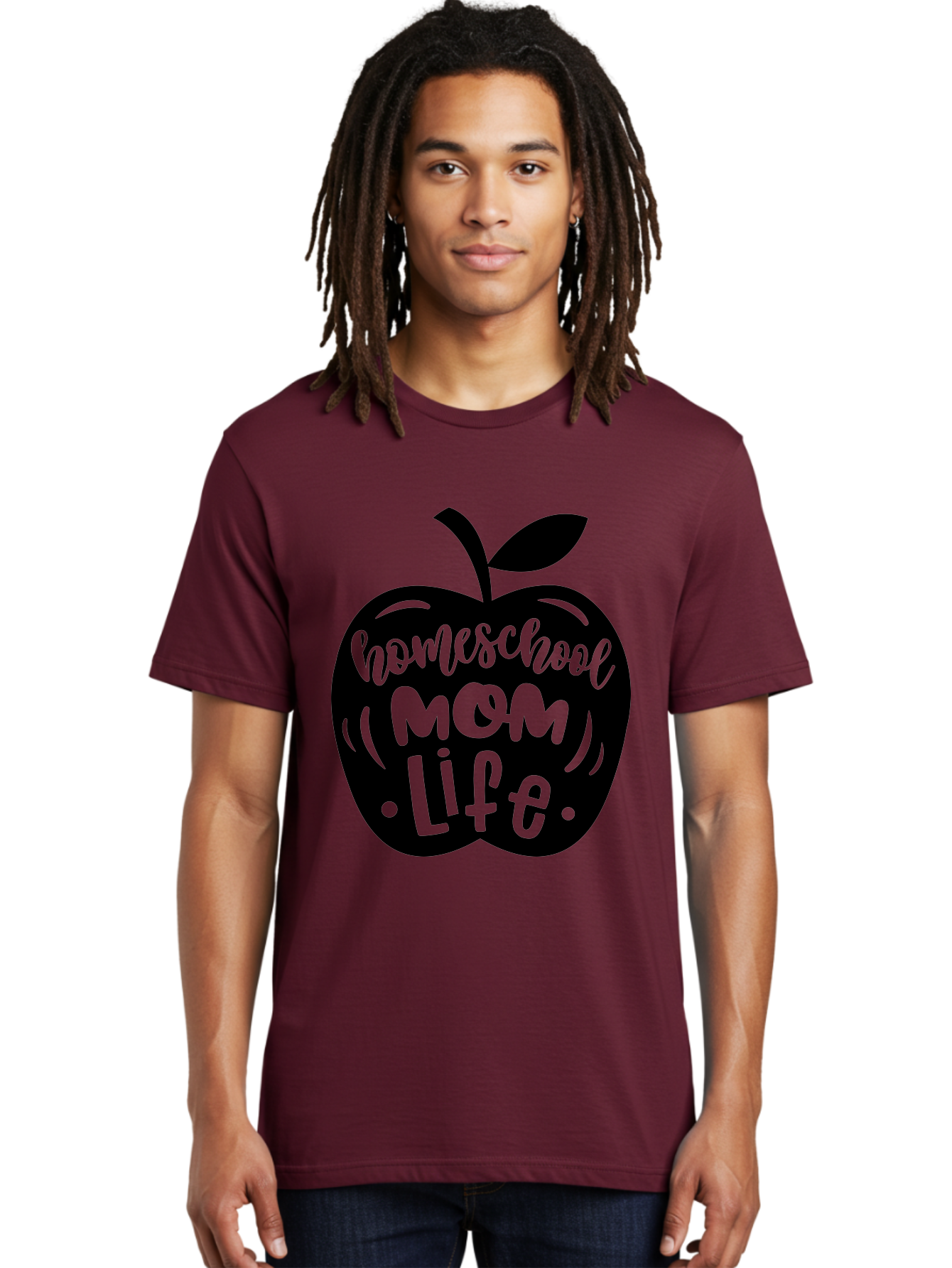 Homeschool-Mom-Life Men'S Graphic Tee, 100% Cotton, Comfortable Casual Summer Wear, Machine Washable, Homeschool Mom Life, Apple Graphic, Mom Life, Homeschooling, Education, Parenting, Motherhood, Apple Illustration, Custom Graphics Aab375 4