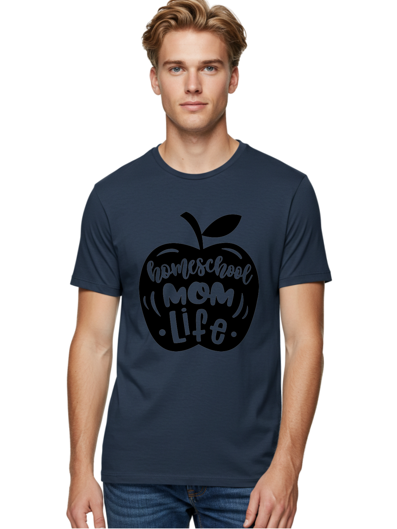 Homeschool-Mom-Life Men'S Graphic Tee, 100% Cotton, Comfortable Casual Summer Wear, Machine Washable, Homeschool Mom Life, Apple Graphic, Mom Life, Homeschooling, Education, Parenting, Motherhood, Apple Illustration, Custom Graphics Aab375 10