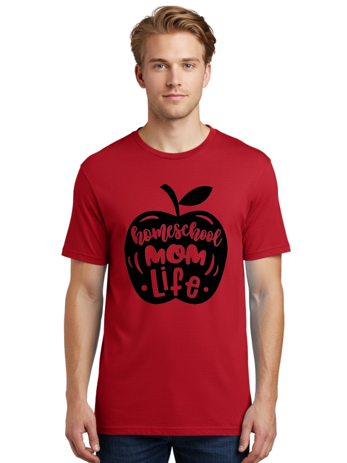 Homeschool-Mom-Life Men'S Graphic Tee, 100% Cotton, Comfortable Casual Summer Wear, Machine Washable, Homeschool Mom Life, Apple Graphic, Mom Life, Homeschooling, Education, Parenting, Motherhood, Apple Illustration, Custom Graphics Aab375 28