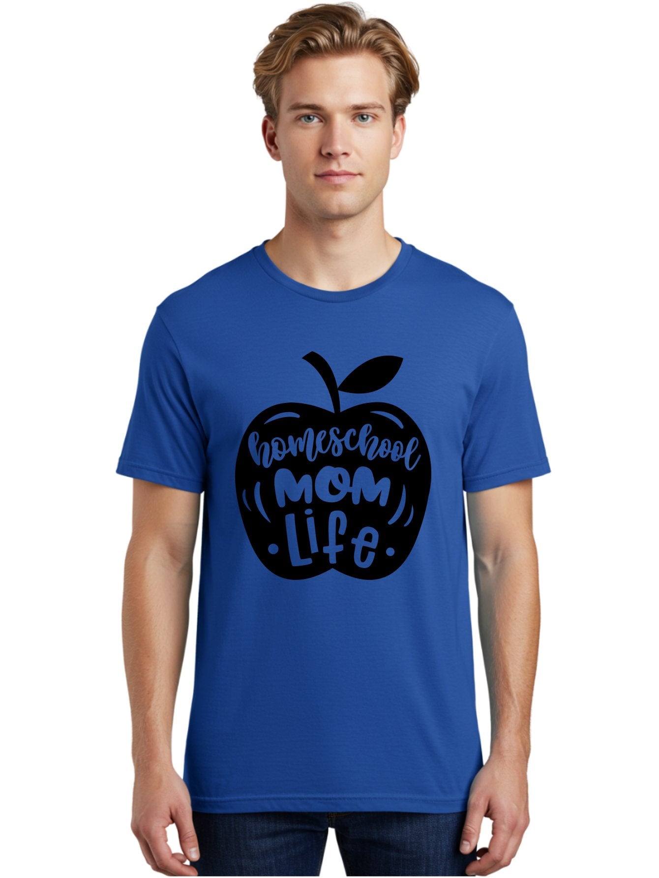 Homeschool-Mom-Life Men'S Graphic Tee, 100% Cotton, Comfortable Casual Summer Wear, Machine Washable, Homeschool Mom Life, Apple Graphic, Mom Life, Homeschooling, Education, Parenting, Motherhood, Apple Illustration, Custom Graphics Aab375 30