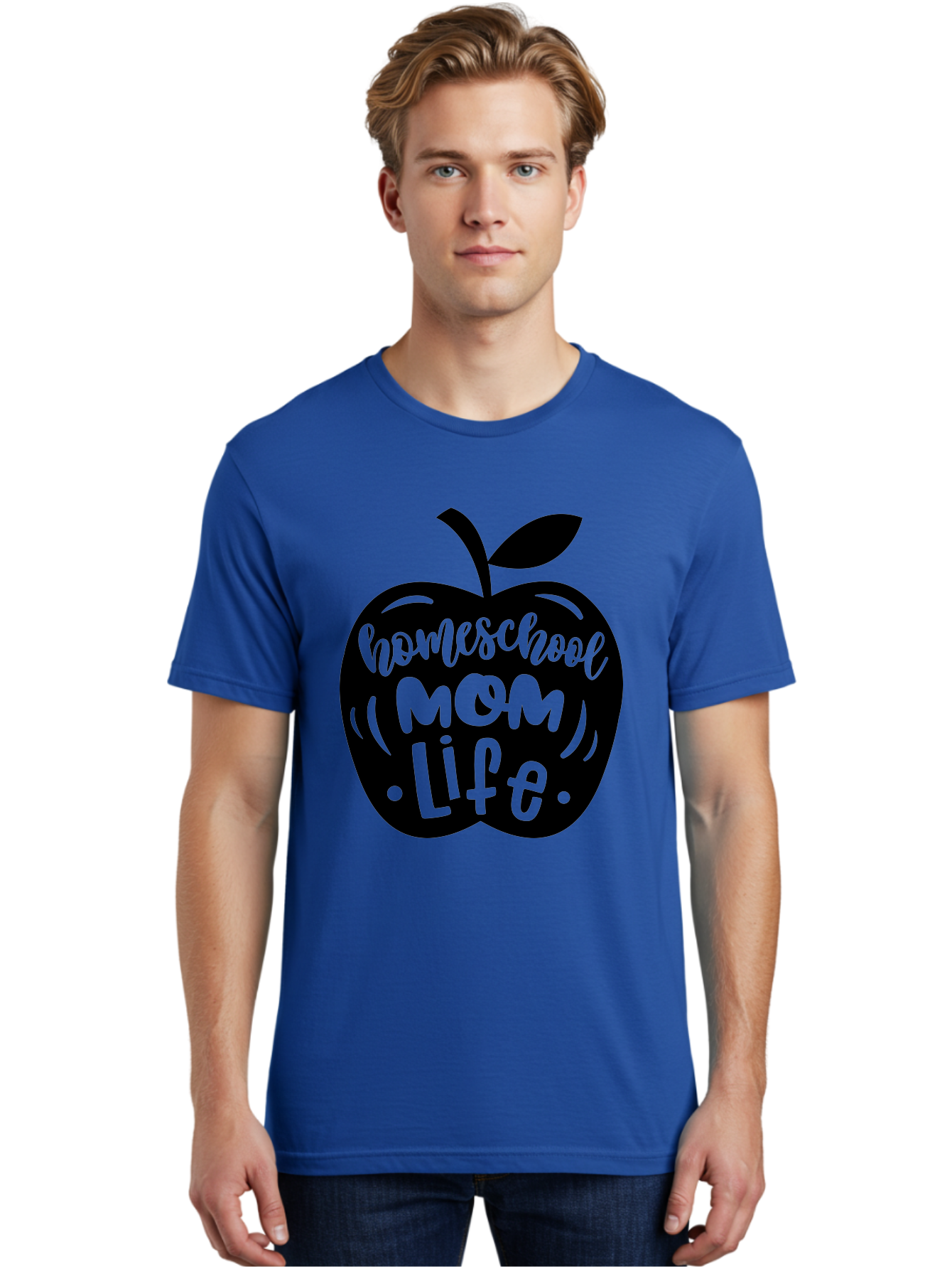 Homeschool-Mom-Life Men'S Graphic Tee, 100% Cotton, Comfortable Casual Summer Wear, Machine Washable, Homeschool Mom Life, Apple Graphic, Mom Life, Homeschooling, Education, Parenting, Motherhood, Apple Illustration, Custom Graphics Aab375