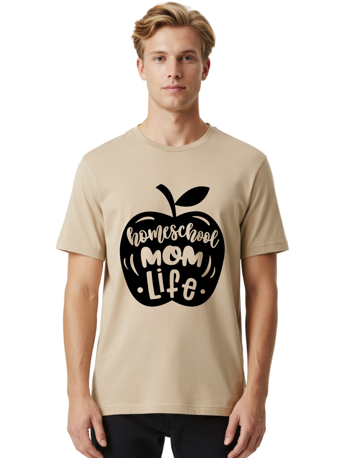 Homeschool-Mom-Life Men'S Graphic Tee, 100% Cotton, Comfortable Casual Summer Wear, Machine Washable, Homeschool Mom Life, Apple Graphic, Mom Life, Homeschooling, Education, Parenting, Motherhood, Apple Illustration, Custom Graphics Aab375 20