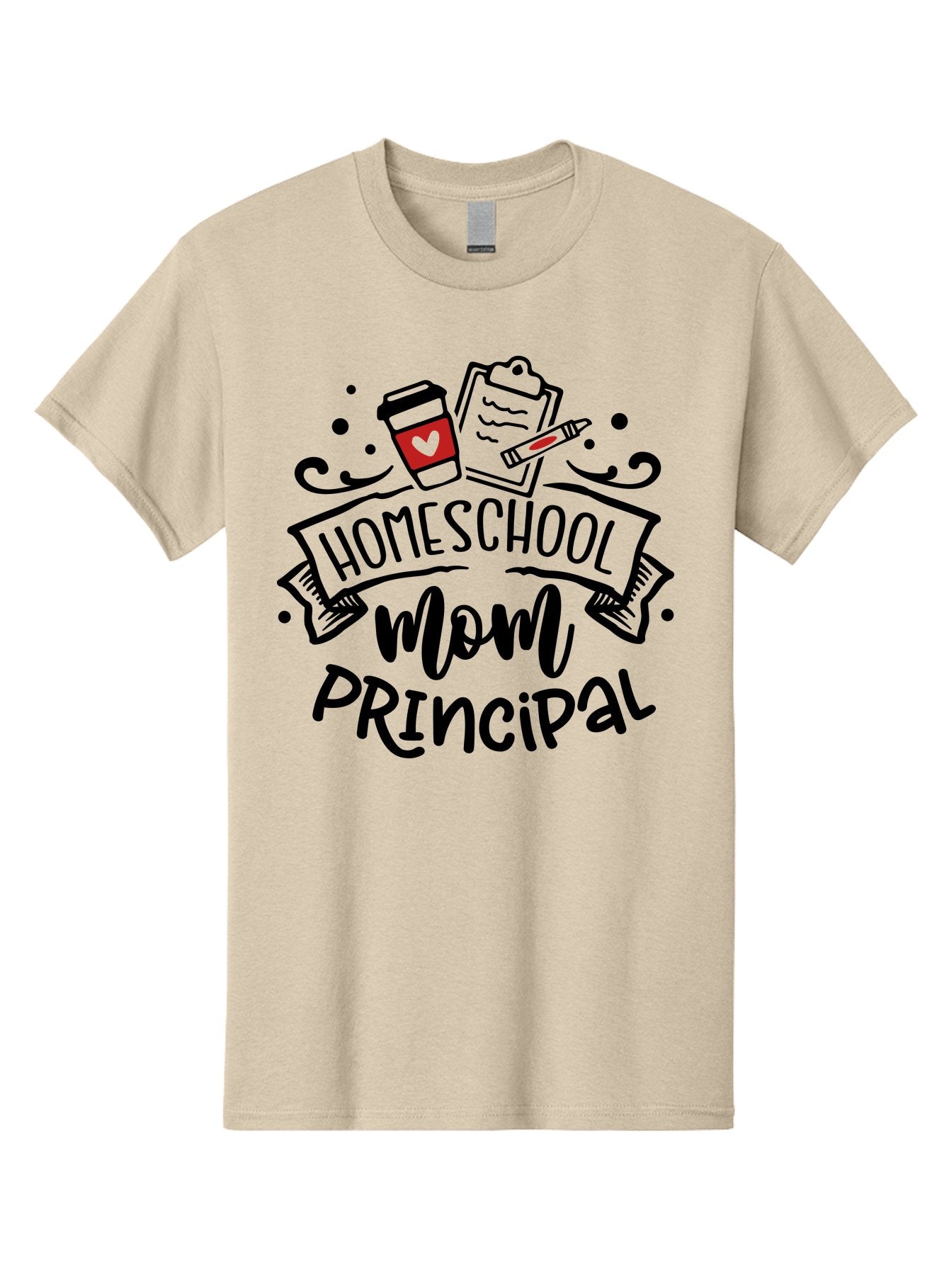 Homeschool-Mom-Principal-1 Men'S Graphic Tee, 100% Cotton, Comfortable Casual Summer Wear, Machine Washable, Homeschool Mom, Principal, Coffee Cup, Red Heart, Clipboard, Pencil, Education, Learning, Parenting, Homeschooling, Teaching, Aab376 9
