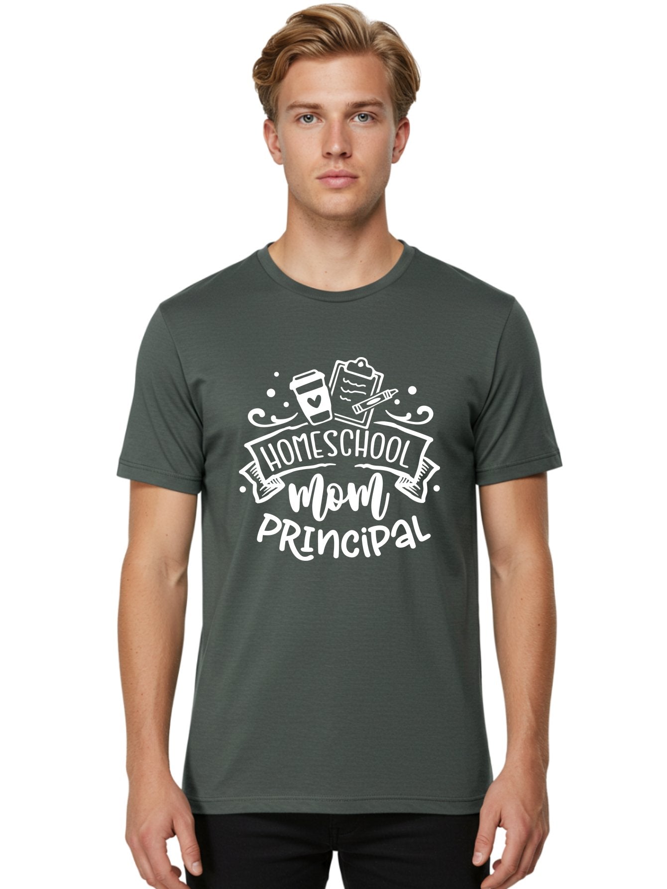 Homeschool-Mom-Principal-2 Men'S Graphic Tee, 100% Cotton, Comfortable Casual Summer Wear, Machine Washable, Homeschool Mom, Principal, Education, Homeschooling, Mom Life, Coffee Lover, Learning, Teaching, Parenting, Family, Kids, Aab377 18