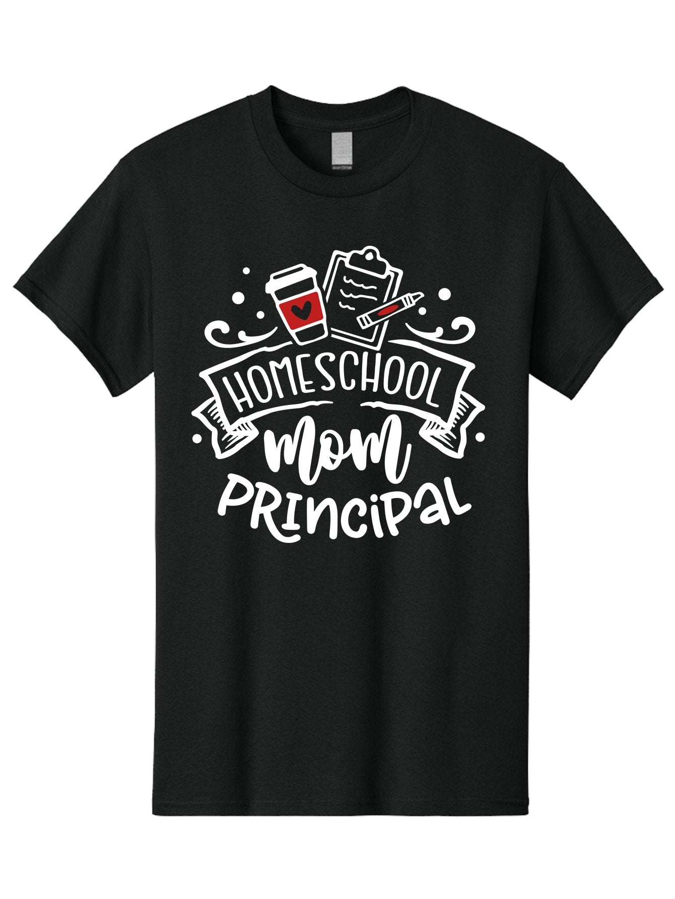 Homeschool-Mom-Principal-3 Men'S Graphic Tee, 100% Cotton, Comfortable Casual Summer Wear, Machine Washable, Homeschool Mom, Principal, Coffee Cup, Clipboard, Marker, Homeschooling, Education, Parenting, Teaching, Learning, Aab378 12
