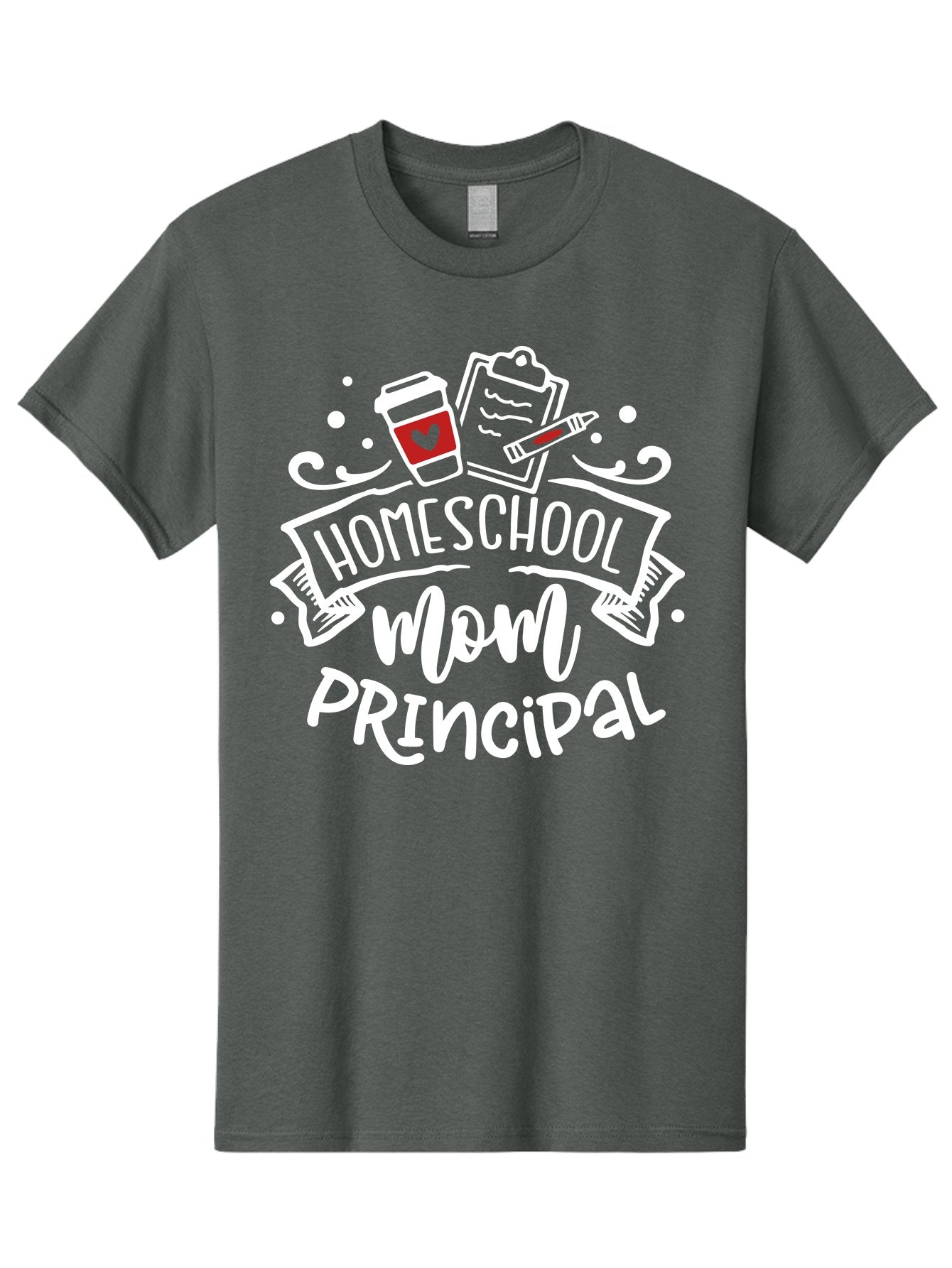 Homeschool-Mom-Principal-3 Men'S Graphic Tee, 100% Cotton, Comfortable Casual Summer Wear, Machine Washable, Homeschool Mom, Principal, Coffee Cup, Clipboard, Marker, Homeschooling, Education, Parenting, Teaching, Learning, Aab378 7