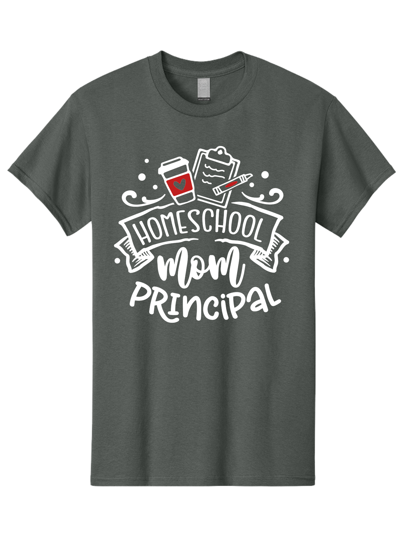 Homeschool-Mom-Principal-3 Men'S Graphic Tee, 100% Cotton, Comfortable Casual Summer Wear, Machine Washable, Homeschool Mom, Principal, Coffee Cup, Clipboard, Marker, Homeschooling, Education, Parenting, Teaching, Learning, Aab378 25