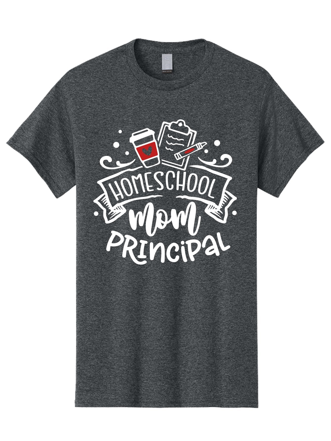 Homeschool-Mom-Principal-3 Men'S Graphic Tee, 100% Cotton, Comfortable Casual Summer Wear, Machine Washable, Homeschool Mom, Principal, Coffee Cup, Clipboard, Marker, Homeschooling, Education, Parenting, Teaching, Learning, Aab378 10
