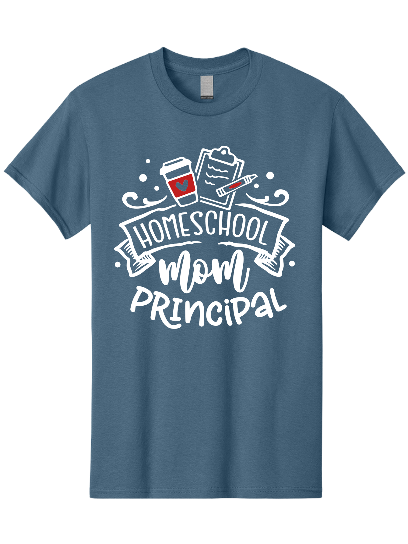 Homeschool-Mom-Principal-3 Men'S Graphic Tee, 100% Cotton, Comfortable Casual Summer Wear, Machine Washable, Homeschool Mom, Principal, Coffee Cup, Clipboard, Marker, Homeschooling, Education, Parenting, Teaching, Learning, Aab378 23