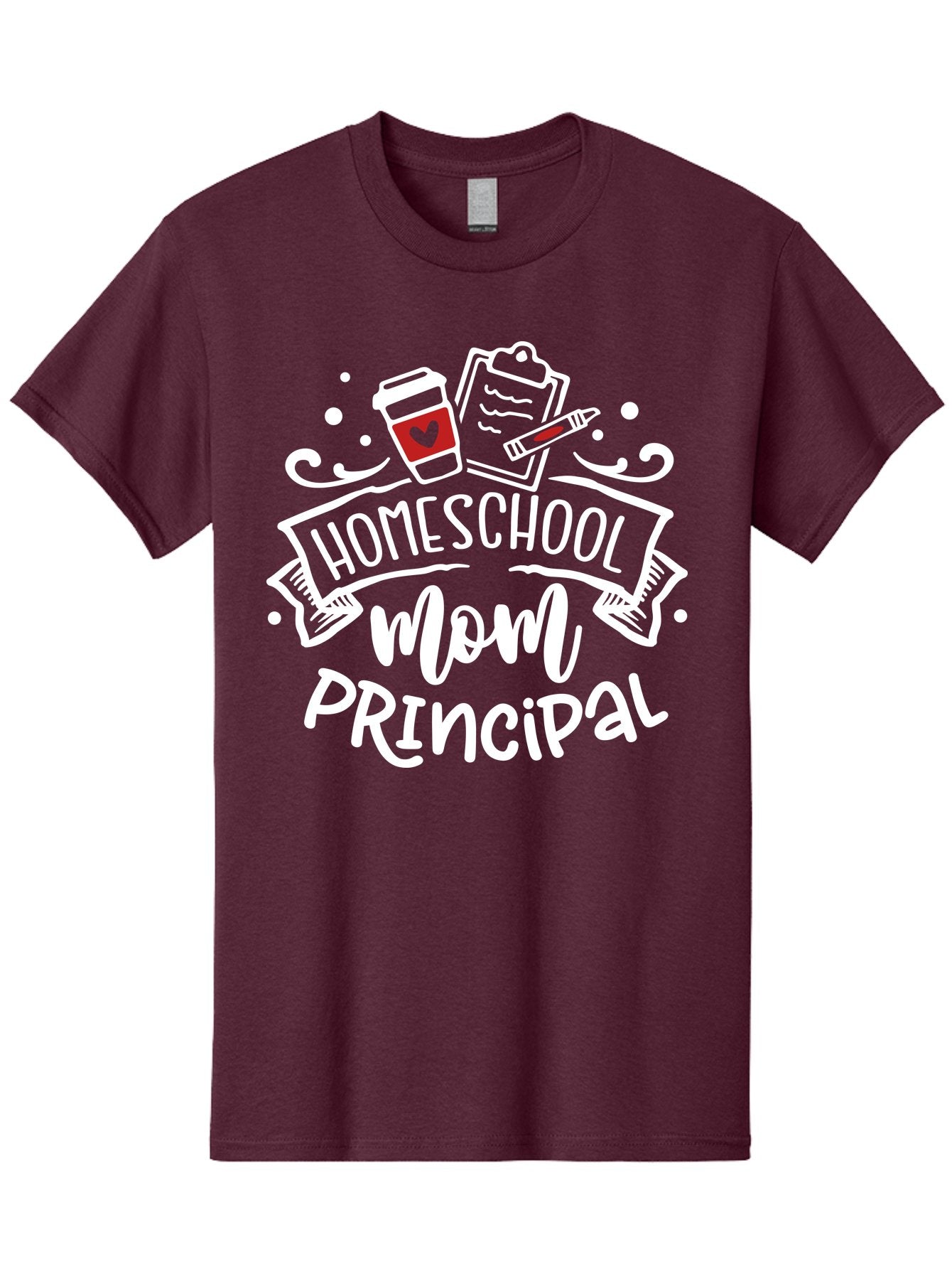 Homeschool-Mom-Principal-3 Men'S Graphic Tee, 100% Cotton, Comfortable Casual Summer Wear, Machine Washable, Homeschool Mom, Principal, Coffee Cup, Clipboard, Marker, Homeschooling, Education, Parenting, Teaching, Learning, Aab378 6