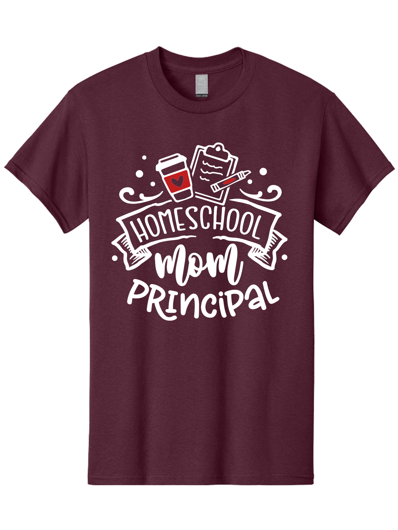 Homeschool-Mom-Principal-3 Men'S Graphic Tee, 100% Cotton, Comfortable Casual Summer Wear, Machine Washable, Homeschool Mom, Principal, Coffee Cup, Clipboard, Marker, Homeschooling, Education, Parenting, Teaching, Learning, Aab378 13