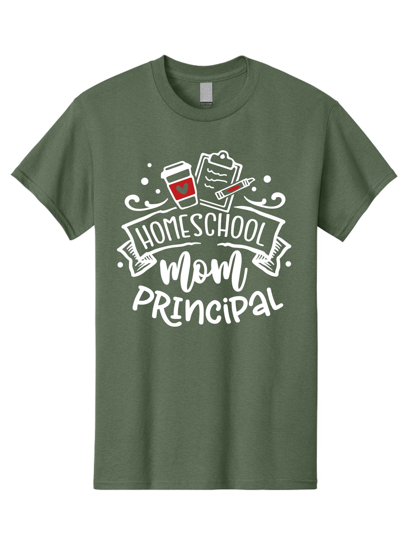 Homeschool-Mom-Principal-3 Men'S Graphic Tee, 100% Cotton, Comfortable Casual Summer Wear, Machine Washable, Homeschool Mom, Principal, Coffee Cup, Clipboard, Marker, Homeschooling, Education, Parenting, Teaching, Learning, Aab378 5