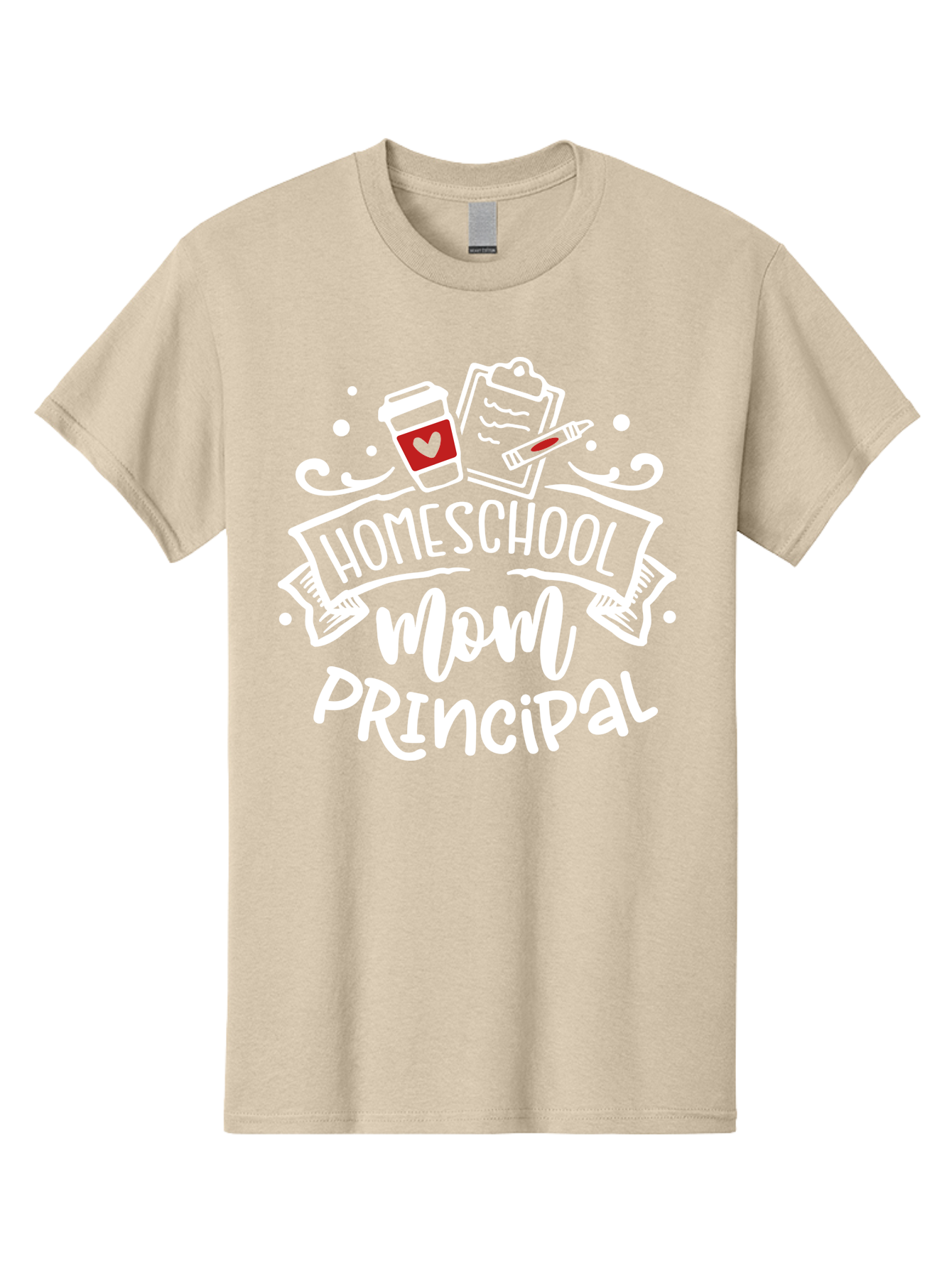 Homeschool-Mom-Principal-3 Men'S Graphic Tee, 100% Cotton, Comfortable Casual Summer Wear, Machine Washable, Homeschool Mom, Principal, Coffee Cup, Clipboard, Marker, Homeschooling, Education, Parenting, Teaching, Learning, Aab378 7