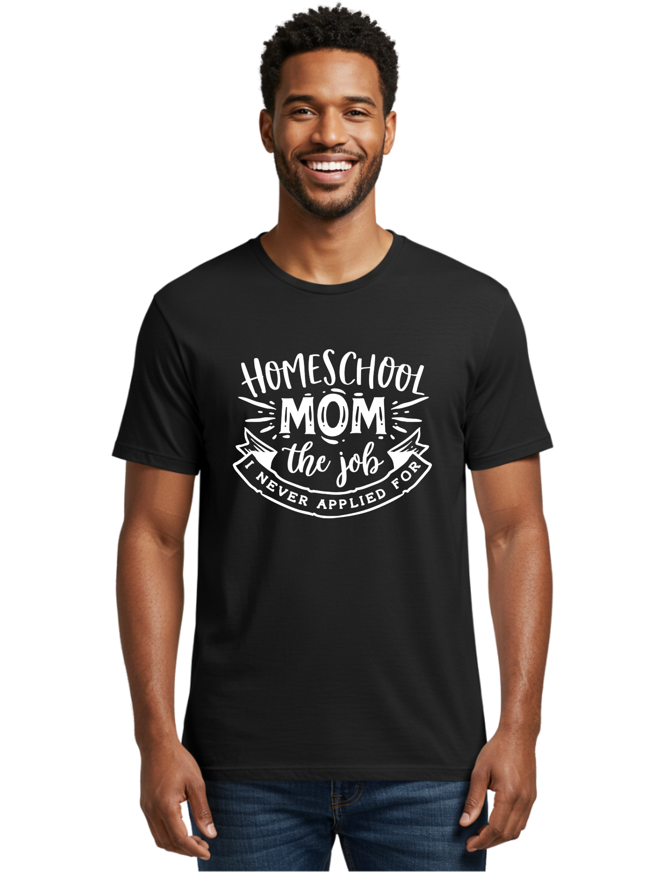 Homeschool-Mom-The-Job-1 Men'S Graphic Tee, 100% Cotton, Comfortable Casual Summer Wear, Machine Washable, Homeschool Mom, Proud Parent, Unsolicited Job, Funny Quote, Parenting Humor, Homeschooling, Mom Life, Dedication Aab382