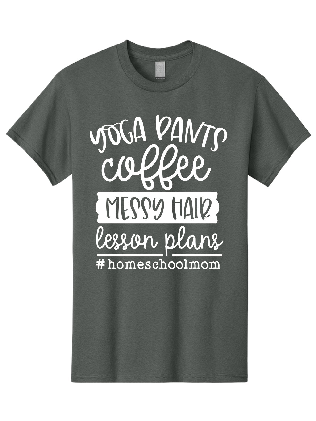 Homeschool-Mom Men'S Graphic Tee, 100% Cotton, Comfortable Casual Summer Wear, Machine Washable, Homeschool Mom, Yoga Pants, Coffee Fuel, Messy Hair, Lesson Plans, Homeschooling Lifestyle, Mom Life, Homeschool Routine, Coffee Lover Aab384 9