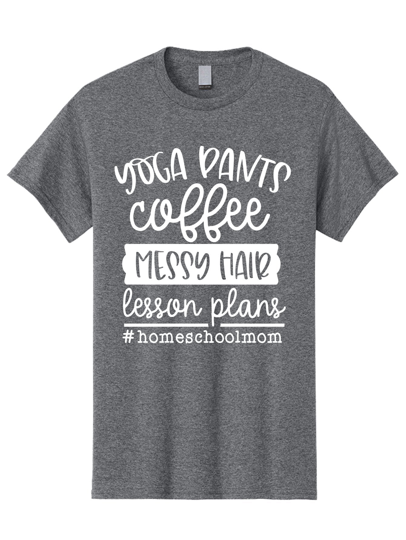 Homeschool-Mom Men'S Graphic Tee, 100% Cotton, Comfortable Casual Summer Wear, Machine Washable, Homeschool Mom, Yoga Pants, Coffee Fuel, Messy Hair, Lesson Plans, Homeschooling Lifestyle, Mom Life, Homeschool Routine, Coffee Lover Aab384 15
