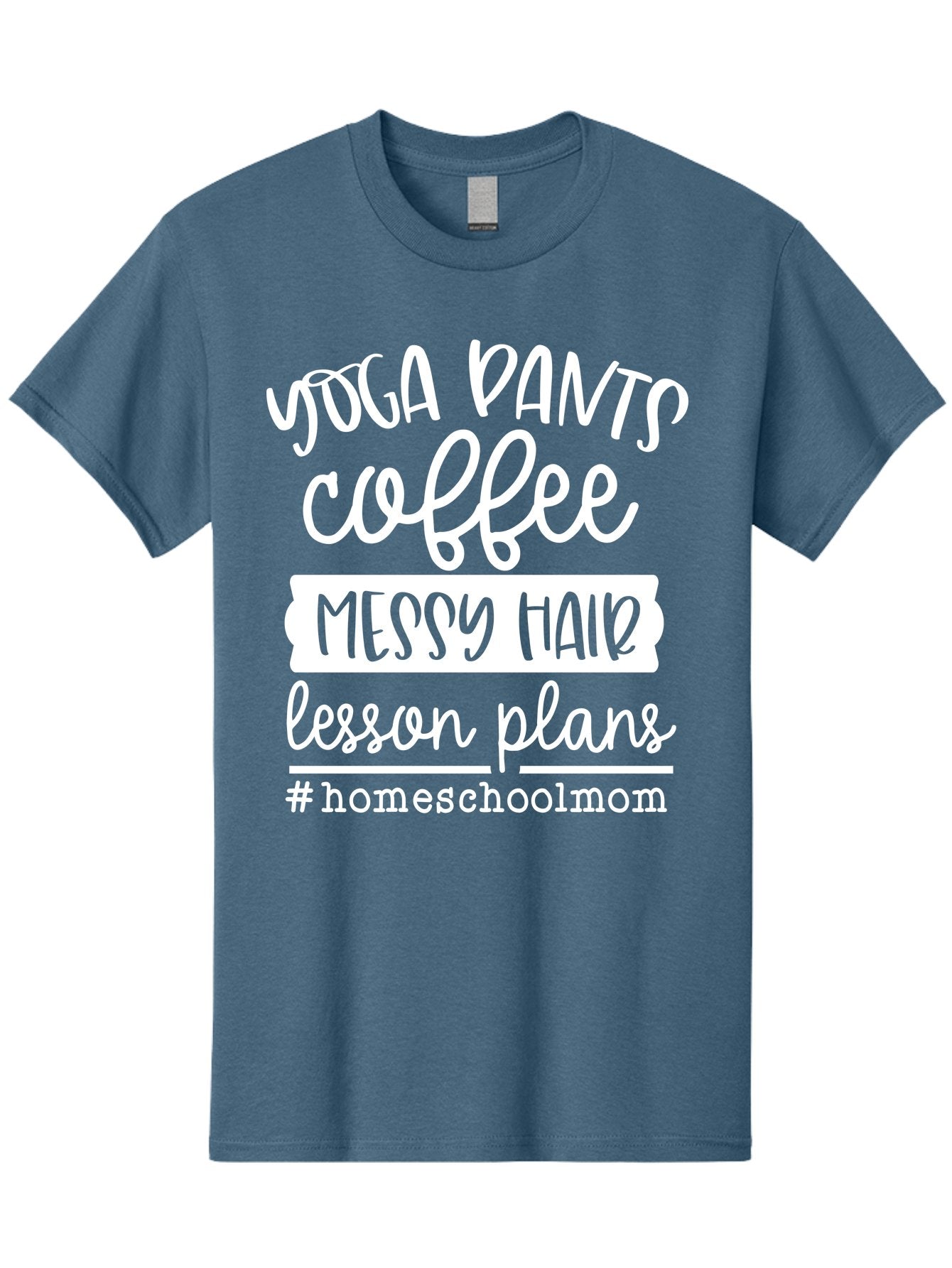 Homeschool-Mom Men'S Graphic Tee, 100% Cotton, Comfortable Casual Summer Wear, Machine Washable, Homeschool Mom, Yoga Pants, Coffee Fuel, Messy Hair, Lesson Plans, Homeschooling Lifestyle, Mom Life, Homeschool Routine, Coffee Lover Aab384 11