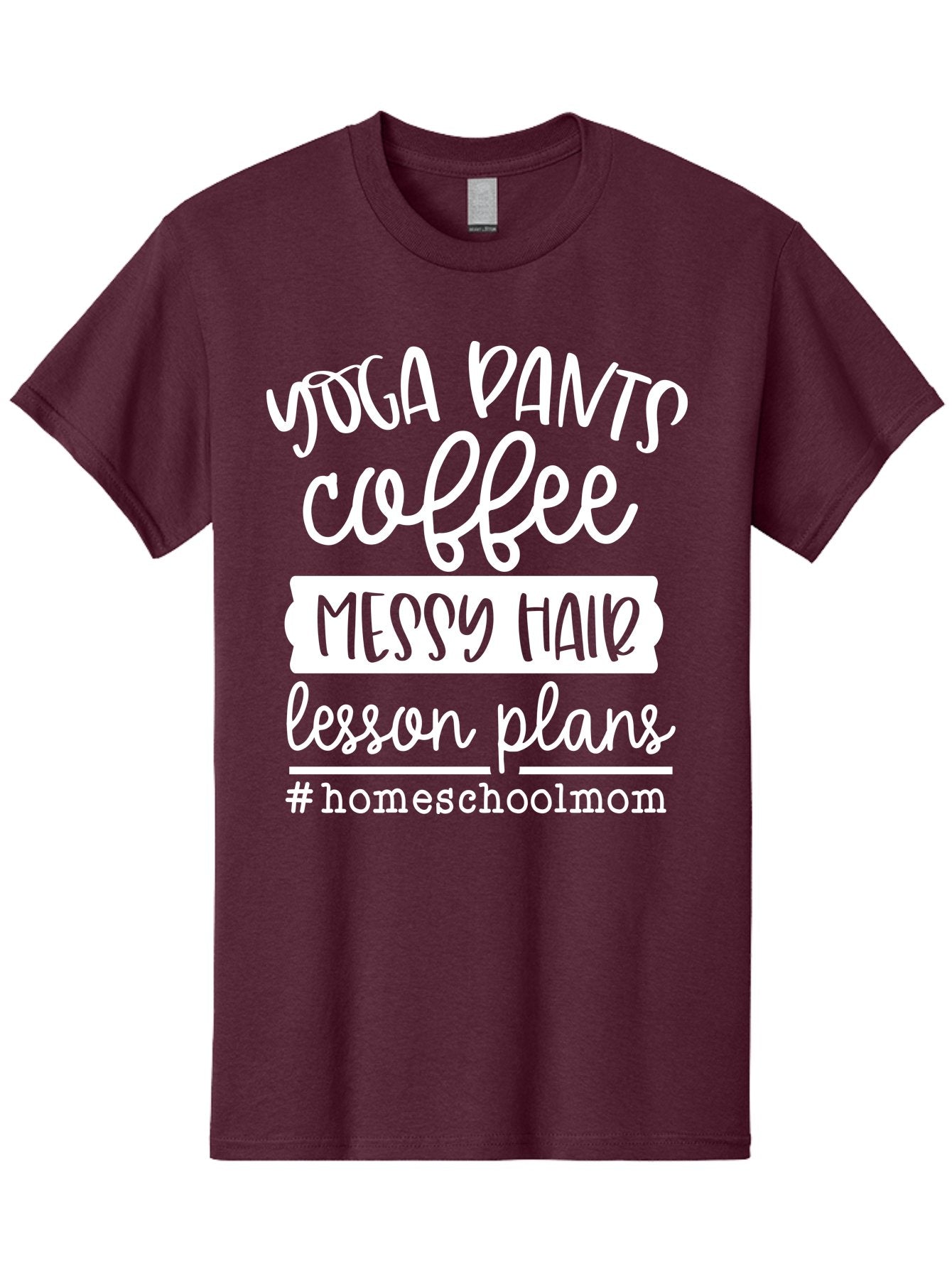 Homeschool-Mom Men'S Graphic Tee, 100% Cotton, Comfortable Casual Summer Wear, Machine Washable, Homeschool Mom, Yoga Pants, Coffee Fuel, Messy Hair, Lesson Plans, Homeschooling Lifestyle, Mom Life, Homeschool Routine, Coffee Lover Aab384 5