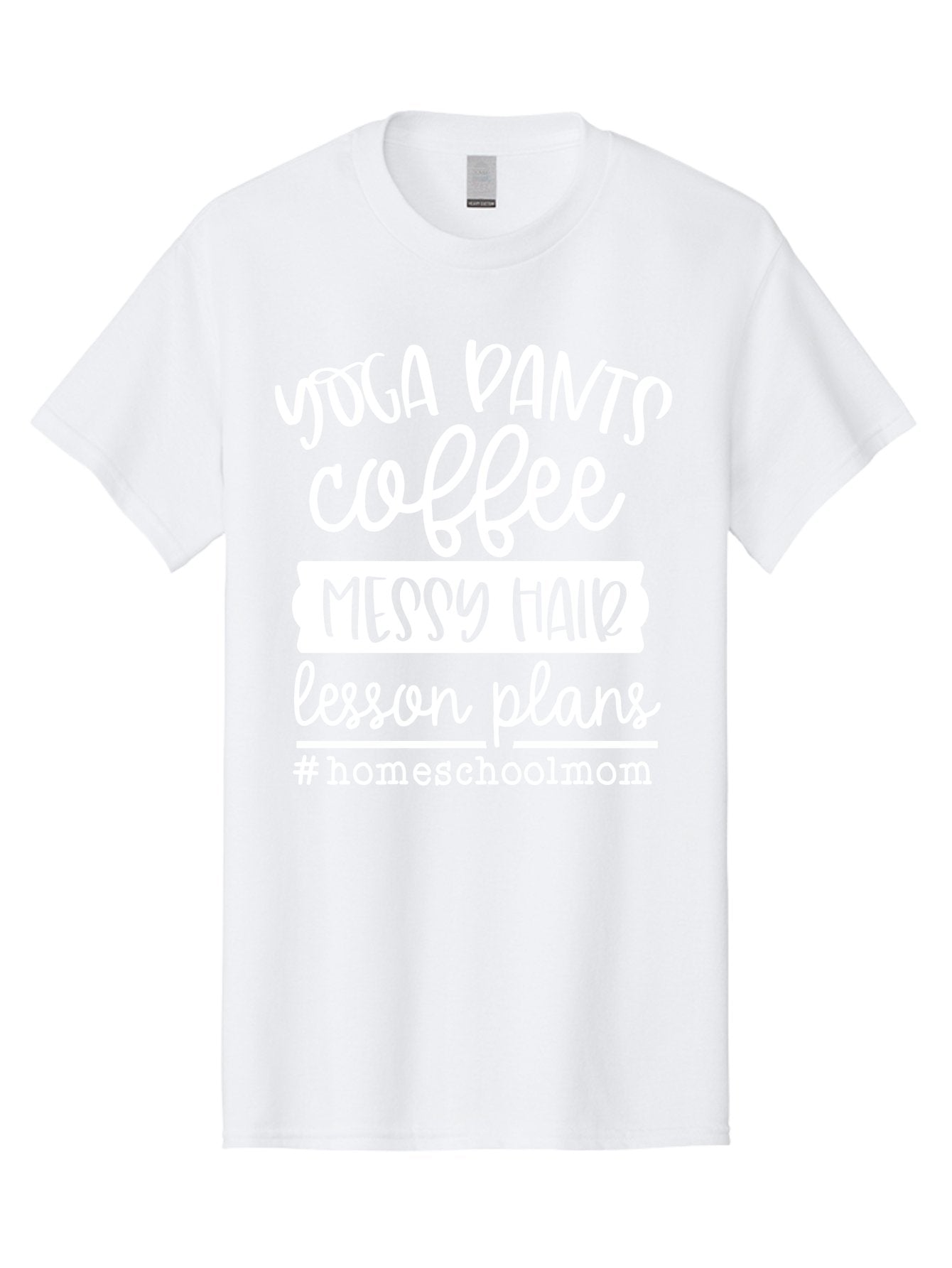Homeschool-Mom Men'S Graphic Tee, 100% Cotton, Comfortable Casual Summer Wear, Machine Washable, Homeschool Mom, Yoga Pants, Coffee Fuel, Messy Hair, Lesson Plans, Homeschooling Lifestyle, Mom Life, Homeschool Routine, Coffee Lover Aab384 8