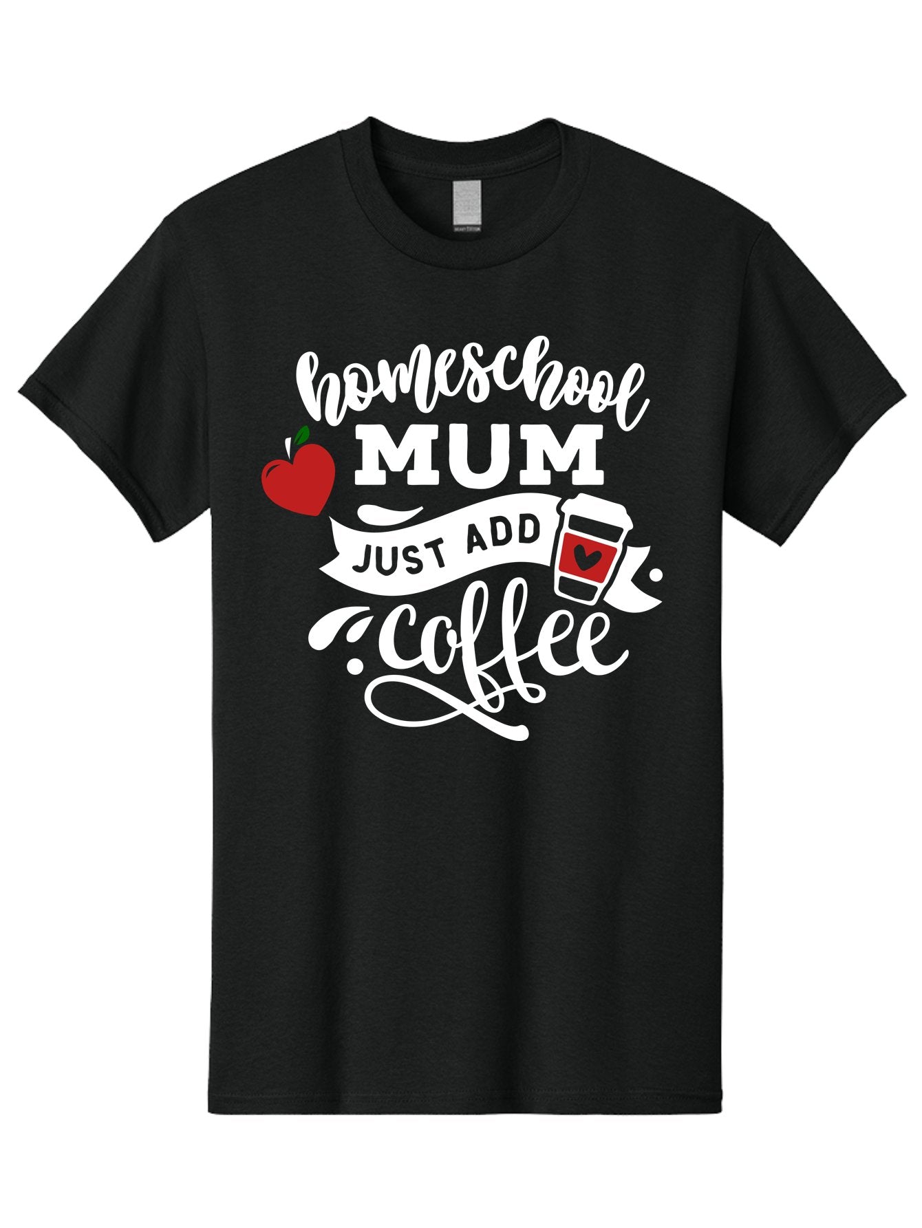 Homeschool-Mum-2 Men'S Graphic Tee, 100% Cotton, Comfortable Casual Summer Wear, Machine Washable, Homeschooling, Motherhood, Coffee Lover, Funny Quote, Homeschool Mum, Education, Parenting Humor, Coffee Cup, Apple Symbol, Inspirational Quote Aab386
