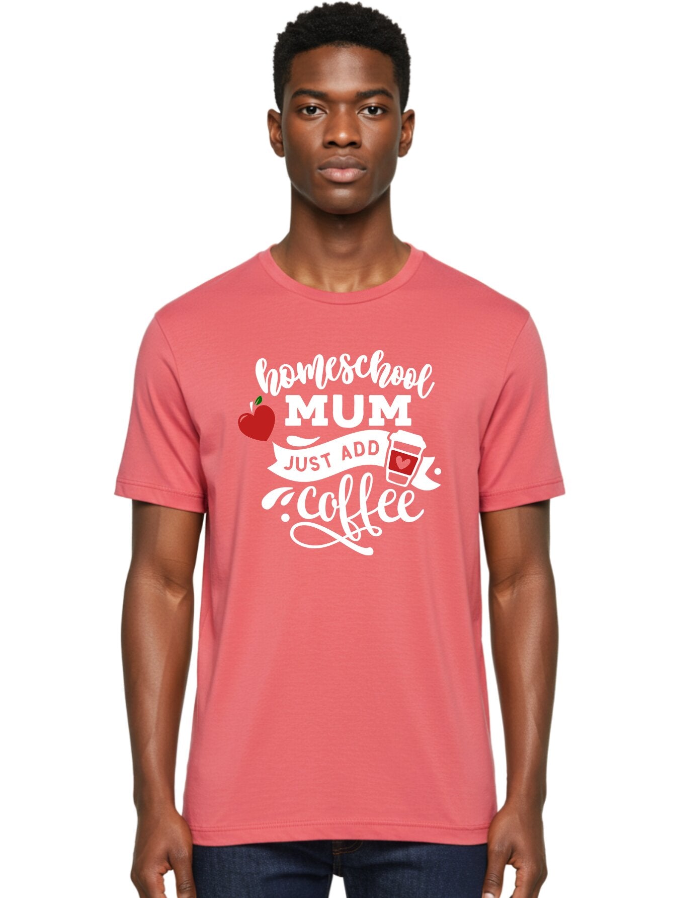 Homeschool-Mum-2 Men'S Graphic Tee, 100% Cotton, Comfortable Casual Summer Wear, Machine Washable, Homeschooling, Motherhood, Coffee Lover, Funny Quote, Homeschool Mum, Education, Parenting Humor, Coffee Cup, Apple Symbol, Inspirational Quote Aab386 18