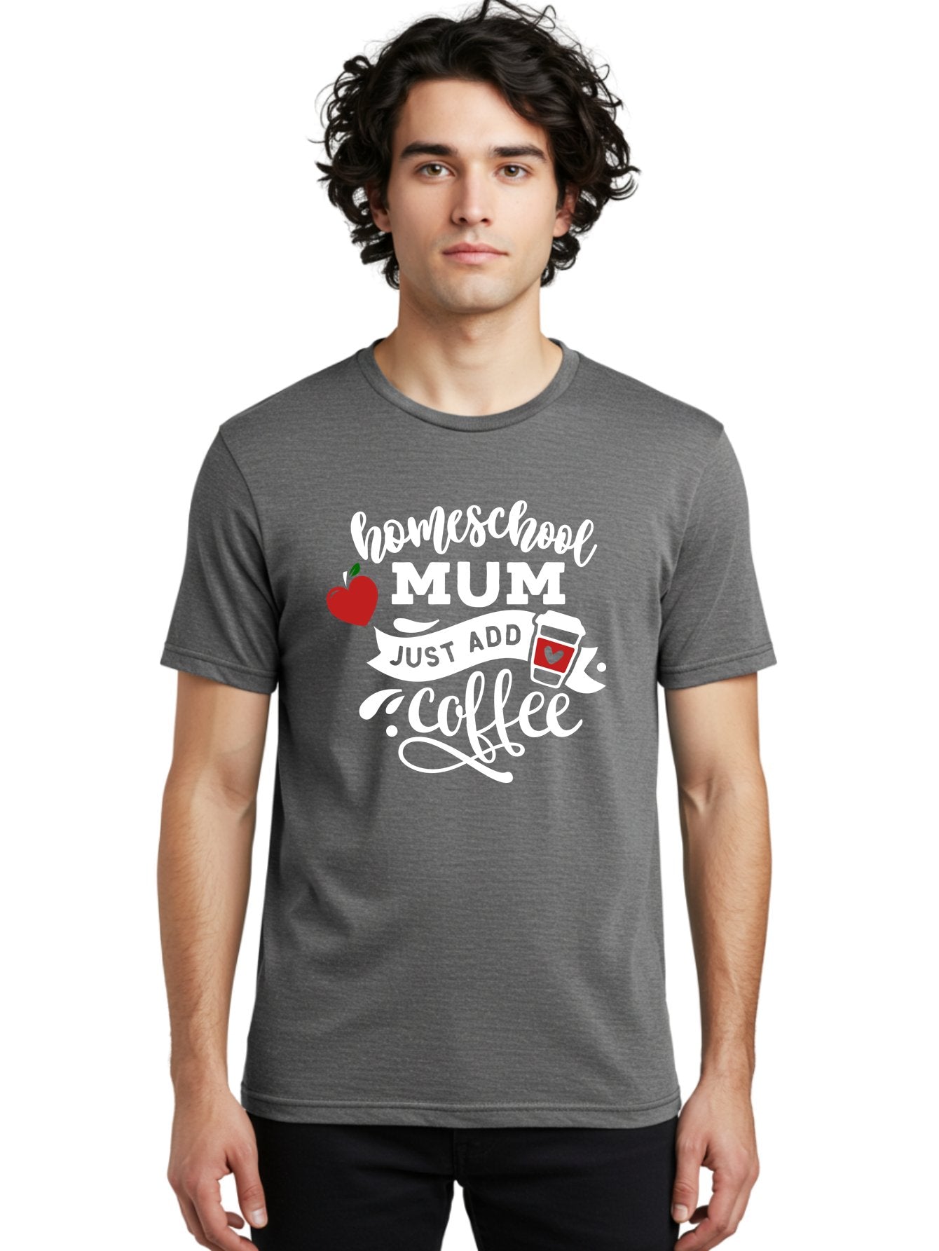 Homeschool-Mum-2 Men'S Graphic Tee, 100% Cotton, Comfortable Casual Summer Wear, Machine Washable, Homeschooling, Motherhood, Coffee Lover, Funny Quote, Homeschool Mum, Education, Parenting Humor, Coffee Cup, Apple Symbol, Inspirational Quote Aab386 23