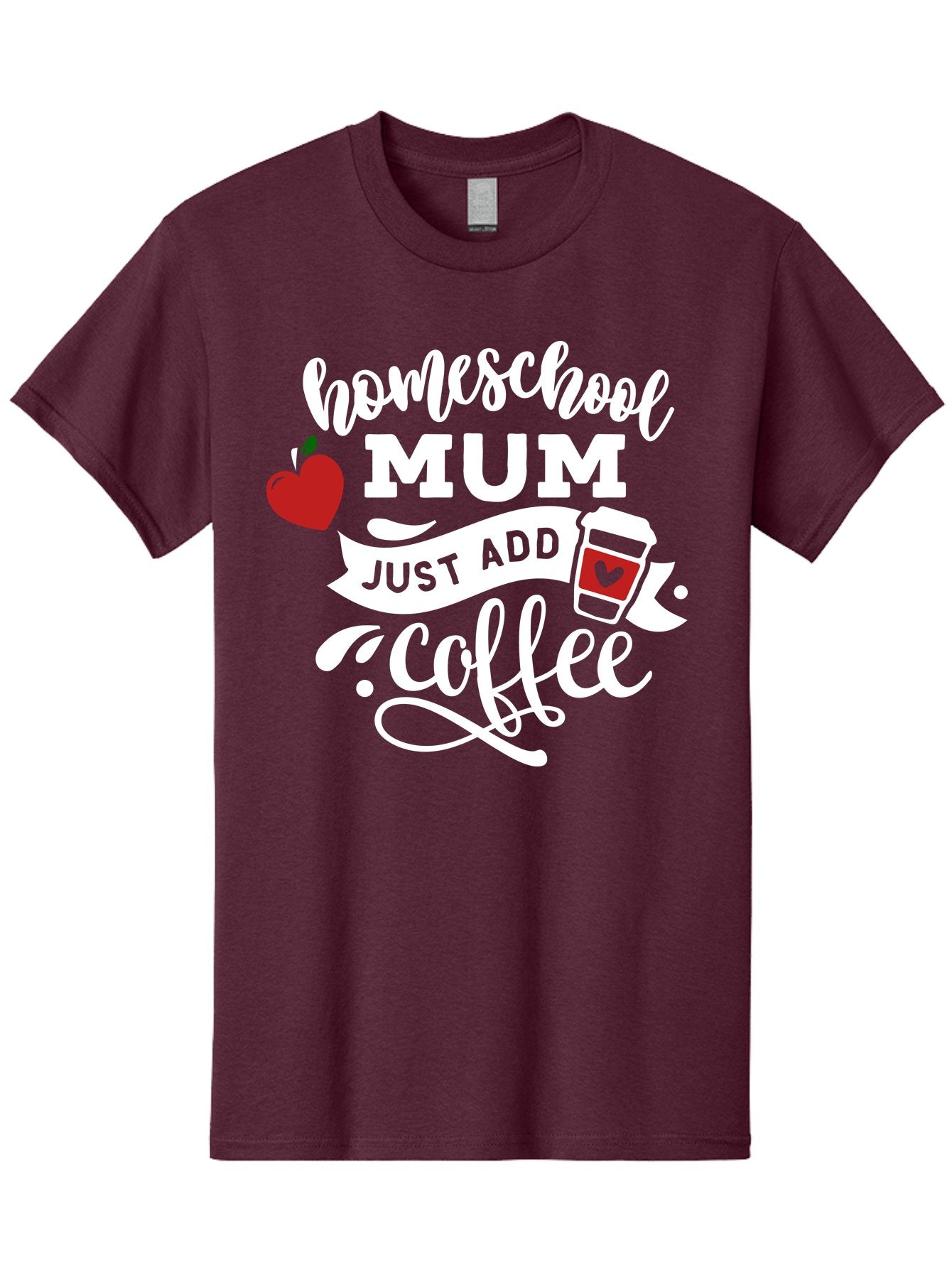 Homeschool-Mum-2 Men'S Graphic Tee, 100% Cotton, Comfortable Casual Summer Wear, Machine Washable, Homeschooling, Motherhood, Coffee Lover, Funny Quote, Homeschool Mum, Education, Parenting Humor, Coffee Cup, Apple Symbol, Inspirational Quote Aab386 11