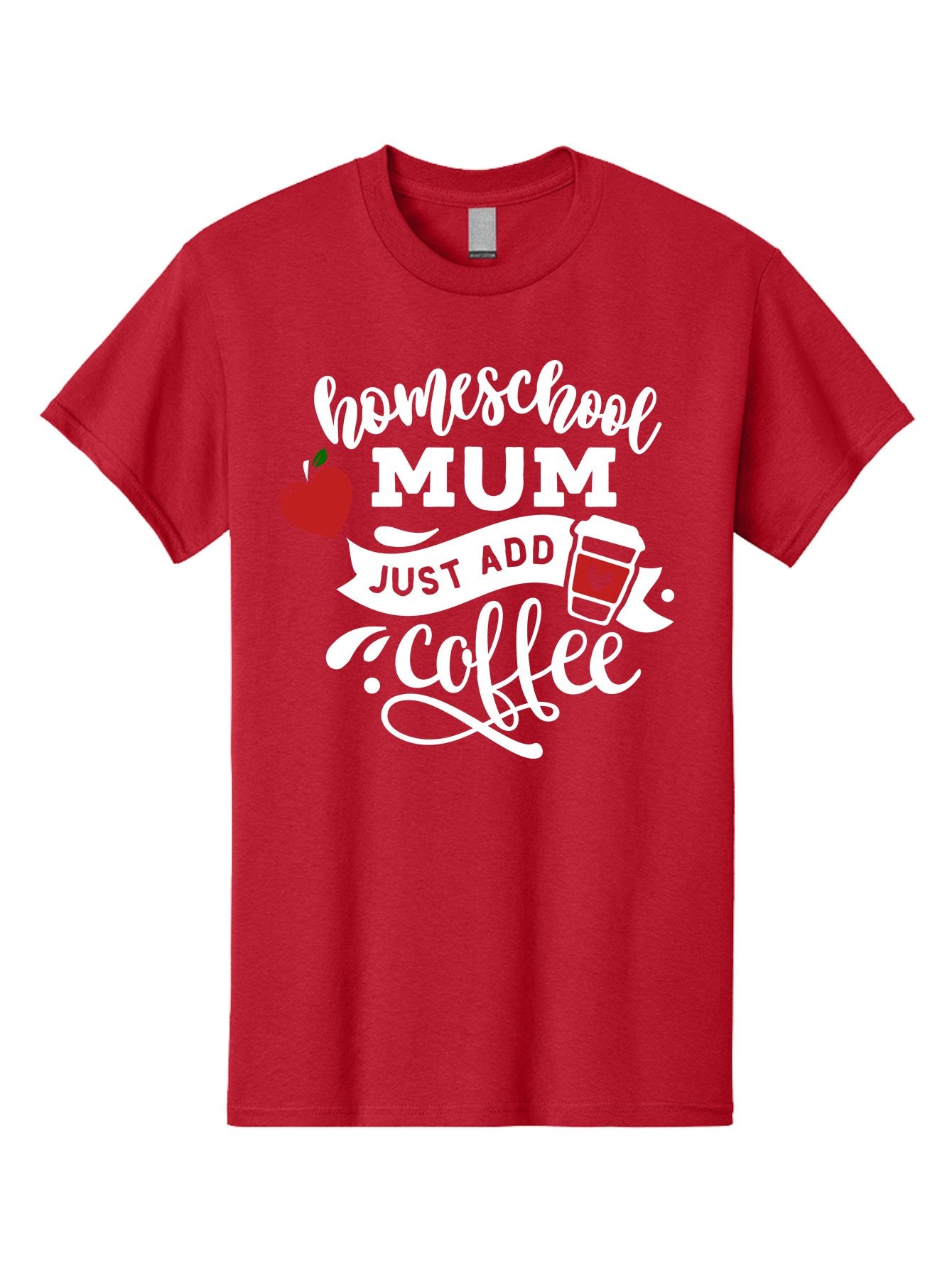 Homeschool-Mum-2 Men'S Graphic Tee, 100% Cotton, Comfortable Casual Summer Wear, Machine Washable, Homeschooling, Motherhood, Coffee Lover, Funny Quote, Homeschool Mum, Education, Parenting Humor, Coffee Cup, Apple Symbol, Inspirational Quote Aab386 9