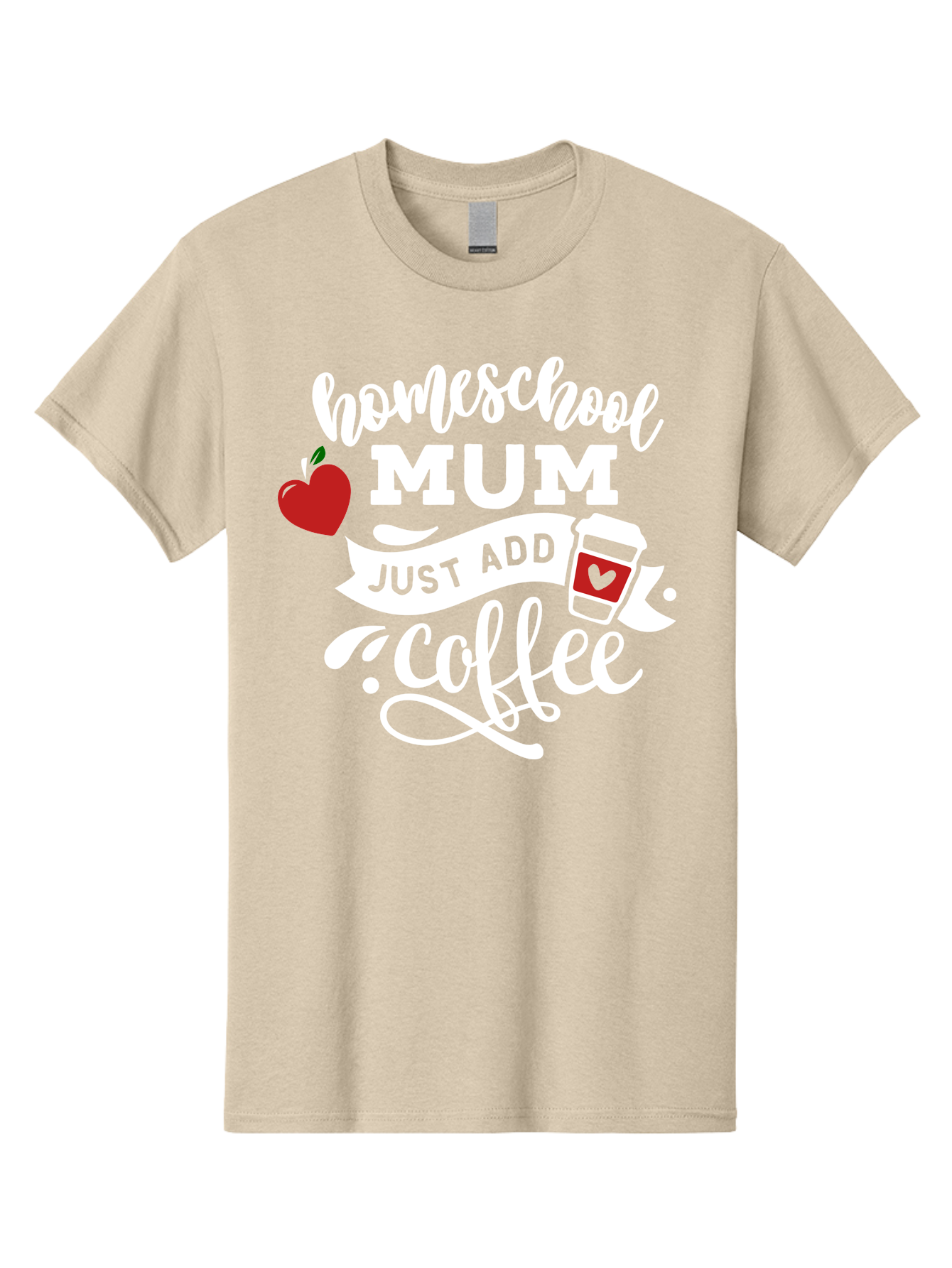 Homeschool-Mum-2 Men'S Graphic Tee, 100% Cotton, Comfortable Casual Summer Wear, Machine Washable, Homeschooling, Motherhood, Coffee Lover, Funny Quote, Homeschool Mum, Education, Parenting Humor, Coffee Cup, Apple Symbol, Inspirational Quote Aab386