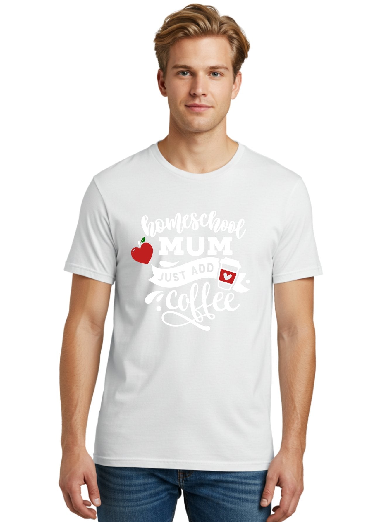 Homeschool-Mum-2 Men'S Graphic Tee, 100% Cotton, Comfortable Casual Summer Wear, Machine Washable, Homeschooling, Motherhood, Coffee Lover, Funny Quote, Homeschool Mum, Education, Parenting Humor, Coffee Cup, Apple Symbol, Inspirational Quote Aab386 29