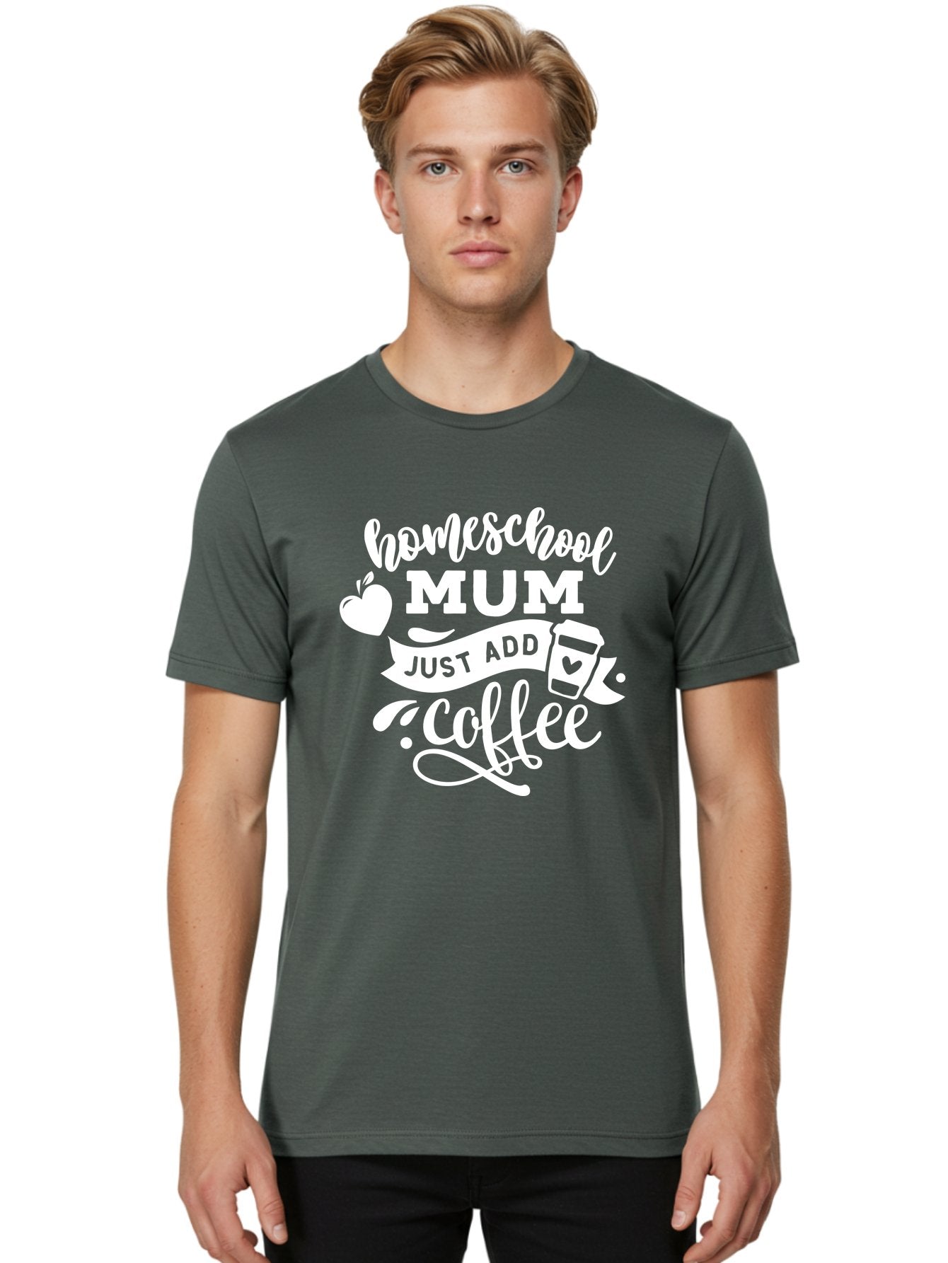 Homeschool-Mum-3 Men'S Graphic Tee, 100% Cotton, Comfortable Casual Summer Wear, Machine Washable, Homeschool Mom, Coffee Lover, Mom Life, Homeschooling, Coffee Addict, Mom Humor, Funny Quote, Inspirational Quote, Motherhood, Parenting Aab387 21