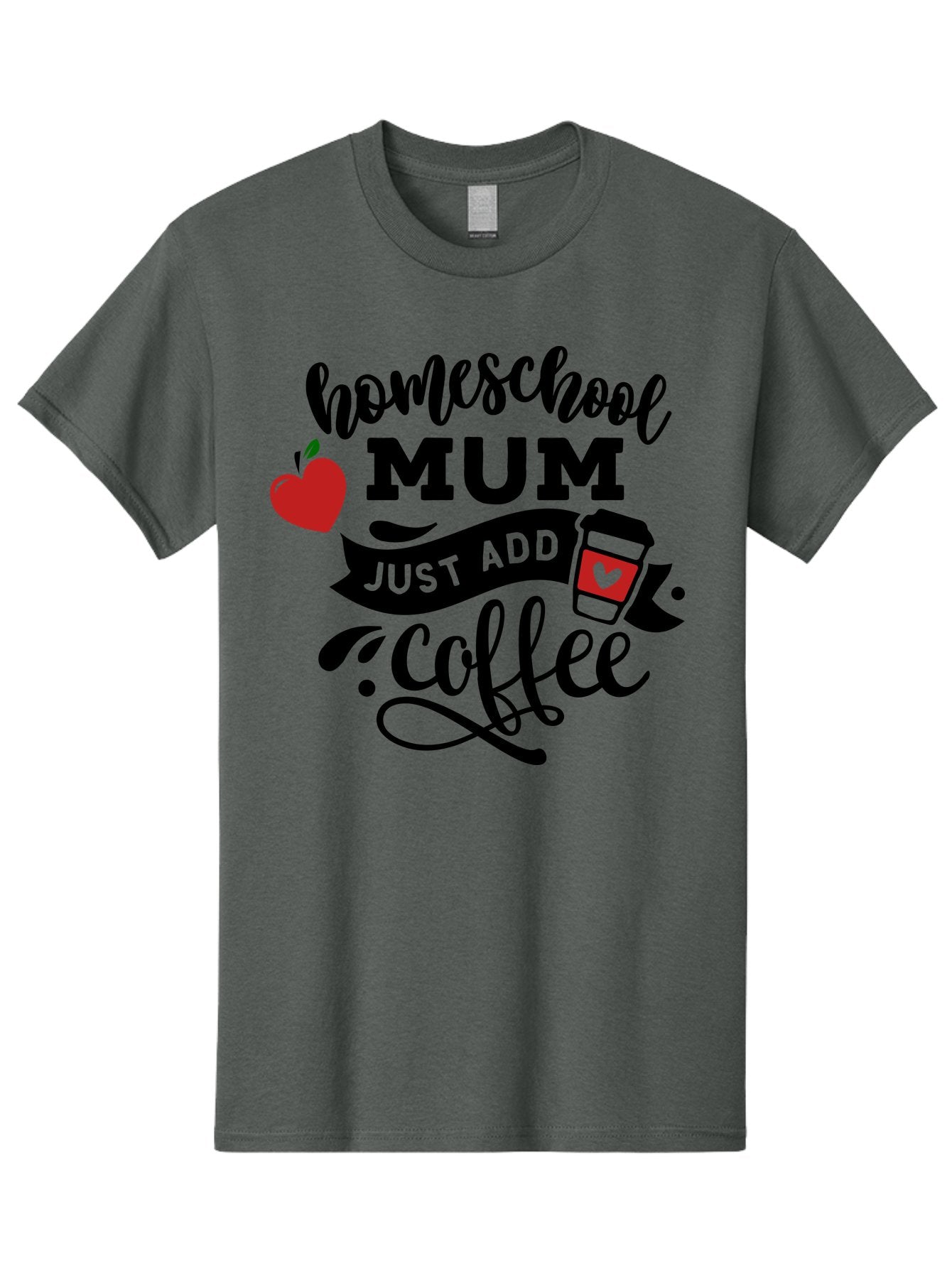 Homeschool-Mum-Just-Add-Coffee-1 Men'S Graphic Tee, 100% Cotton, Comfortable Casual Summer Wear, Machine Washable, Homeschool Mum, Coffee Lover, Homeschooling, Parenting, Coffee Cup, Apple, Education, Humor Aab388 6