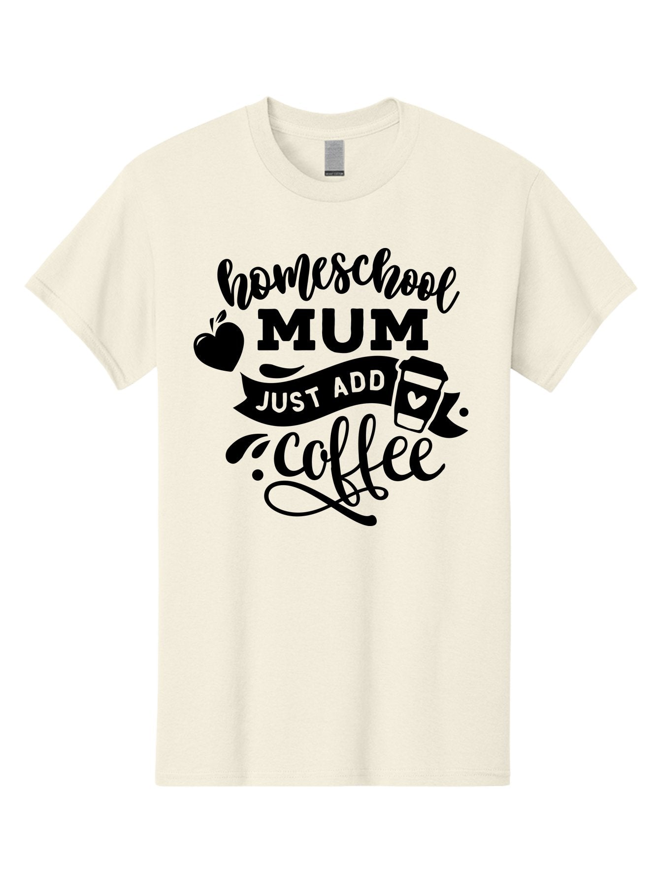 Homeschool-Mum-Just-Add-Coffee Men'S Graphic Tee, 100% Cotton, Comfortable Casual Summer Wear, Machine Washable, Homeschool Mum, Coffee Quote, Funny Homeschooling, Coffee Humor, Mom Life, Homeschooling Mom, Coffee Lover, Quirky Mom Aab389 6