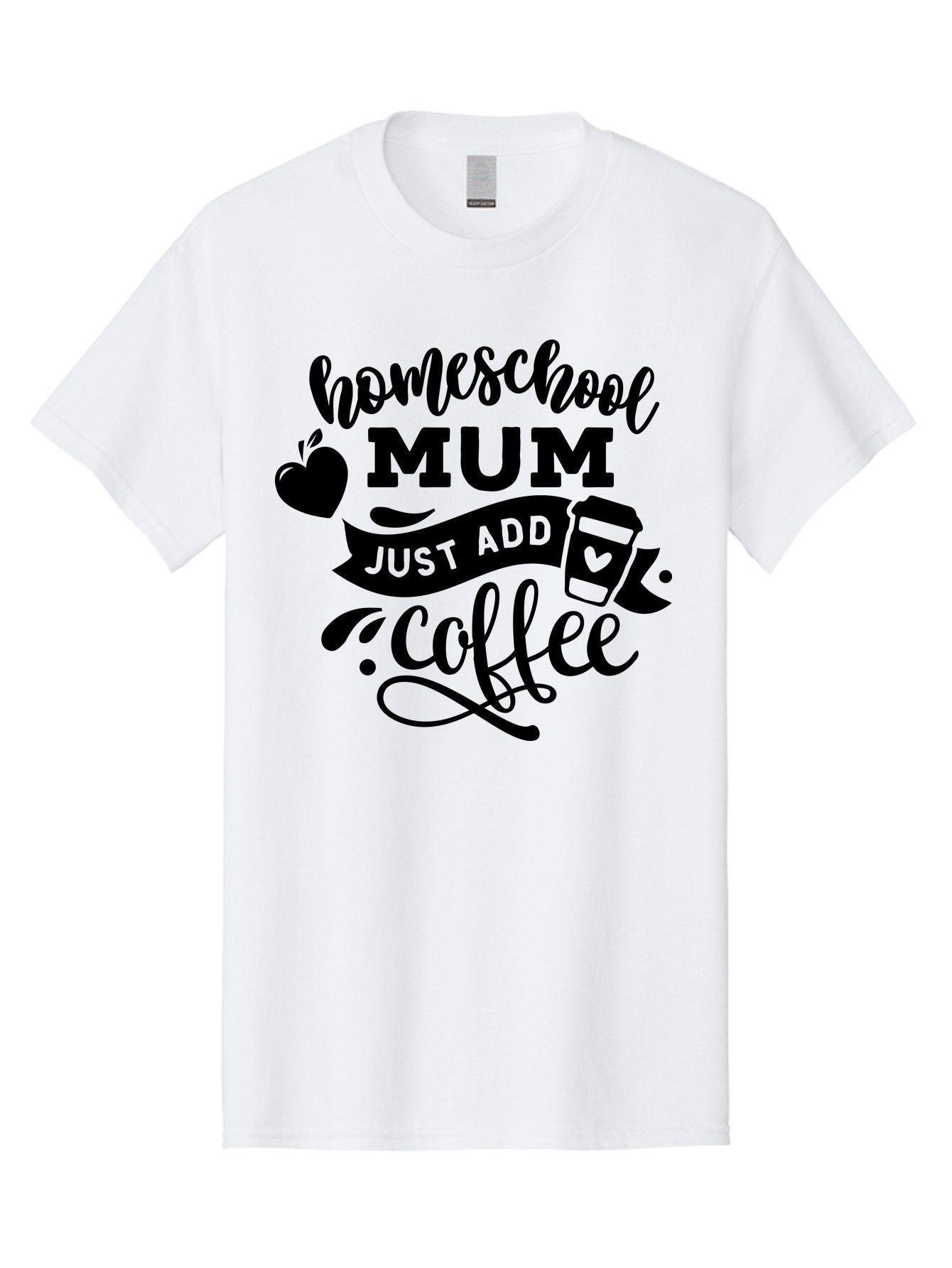 Homeschool-Mum-Just-Add-Coffee Men'S Graphic Tee, 100% Cotton, Comfortable Casual Summer Wear, Machine Washable, Homeschool Mum, Coffee Quote, Funny Homeschooling, Coffee Humor, Mom Life, Homeschooling Mom, Coffee Lover, Quirky Mom Aab389 4