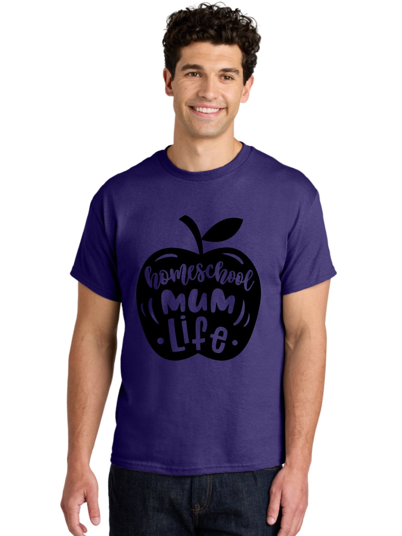 Homeschool-Mum-Life-1 Men'S Graphic Tee, 100% Cotton, Comfortable Casual Summer Wear, Machine Washable, Homeschooling, Parenting, Education, Motherhood, Lifestyle, Homeschool Mum Life, Apple Graphic, Mom Life Aab390 26