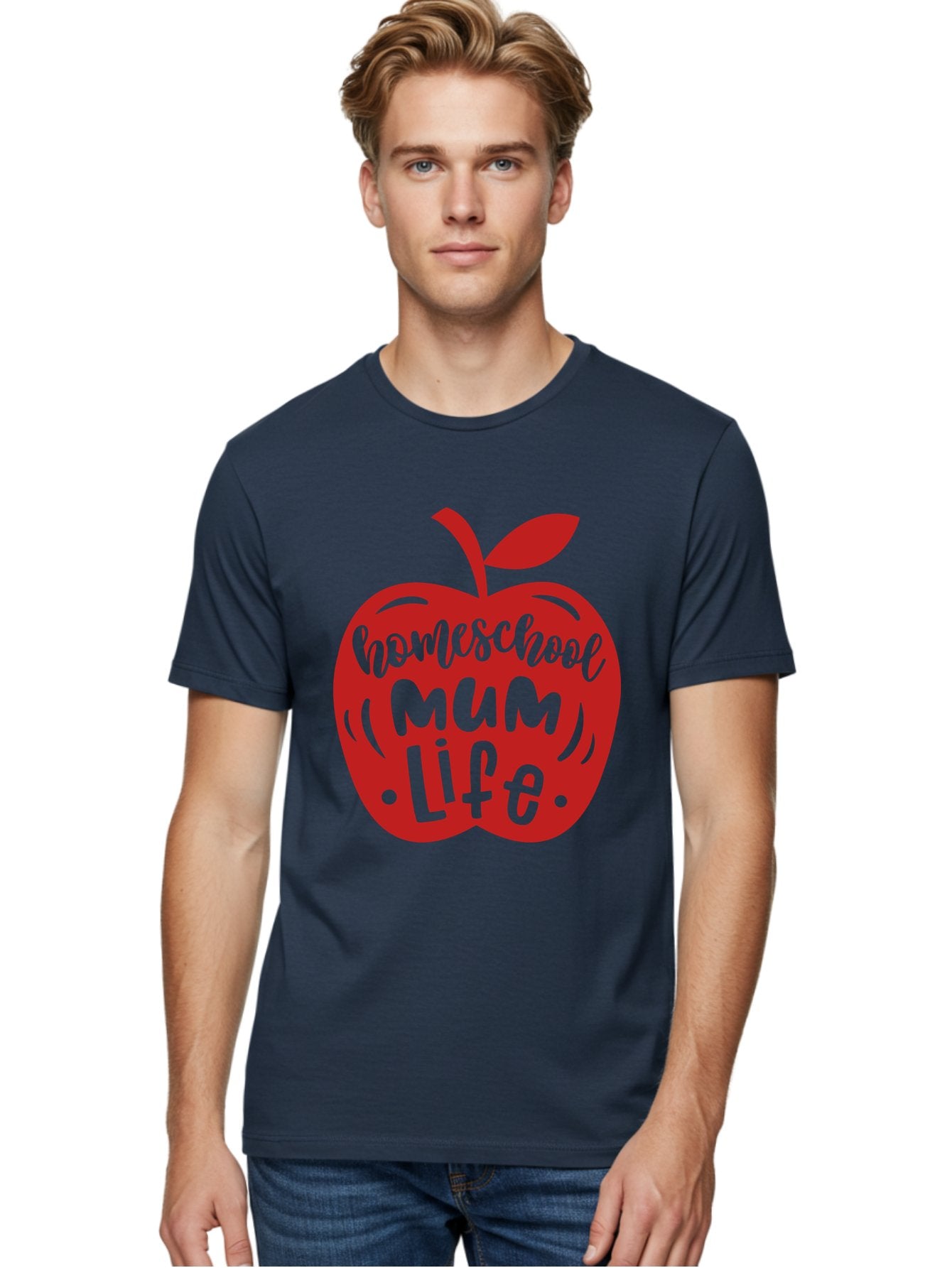 Homeschool-Mum-Life-2 Men'S Graphic Tee, 100% Cotton, Comfortable Casual Summer Wear, Machine Washable, Homeschooling, Parenting, Mom Life, Apple Graphic, Homeschool Mum, Education, Teaching, Motherhood, Family, Learning Aab391 23