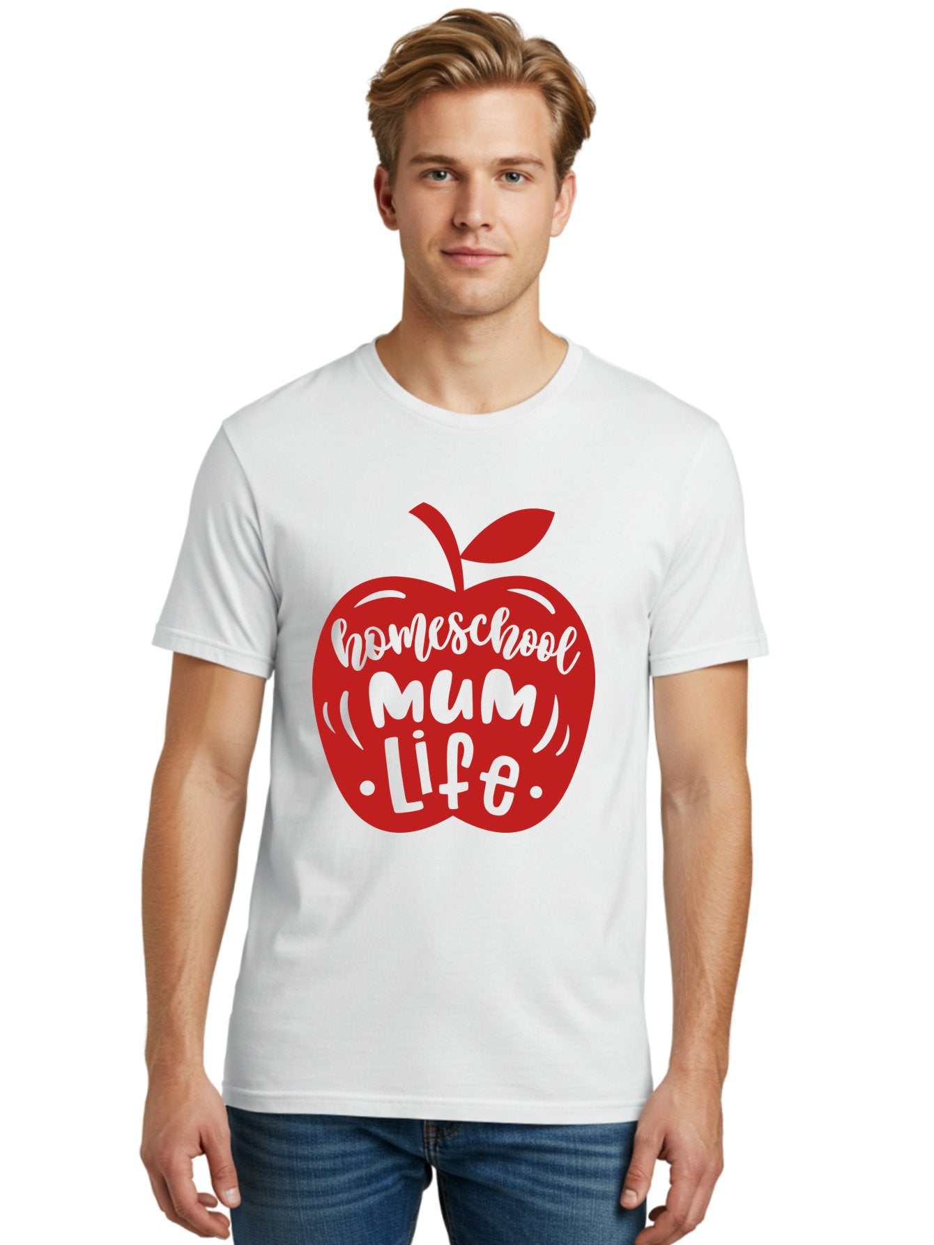 Homeschool-Mum-Life-2 Men'S Graphic Tee, 100% Cotton, Comfortable Casual Summer Wear, Machine Washable, Homeschooling, Parenting, Mom Life, Apple Graphic, Homeschool Mum, Education, Teaching, Motherhood, Family, Learning Aab391 27