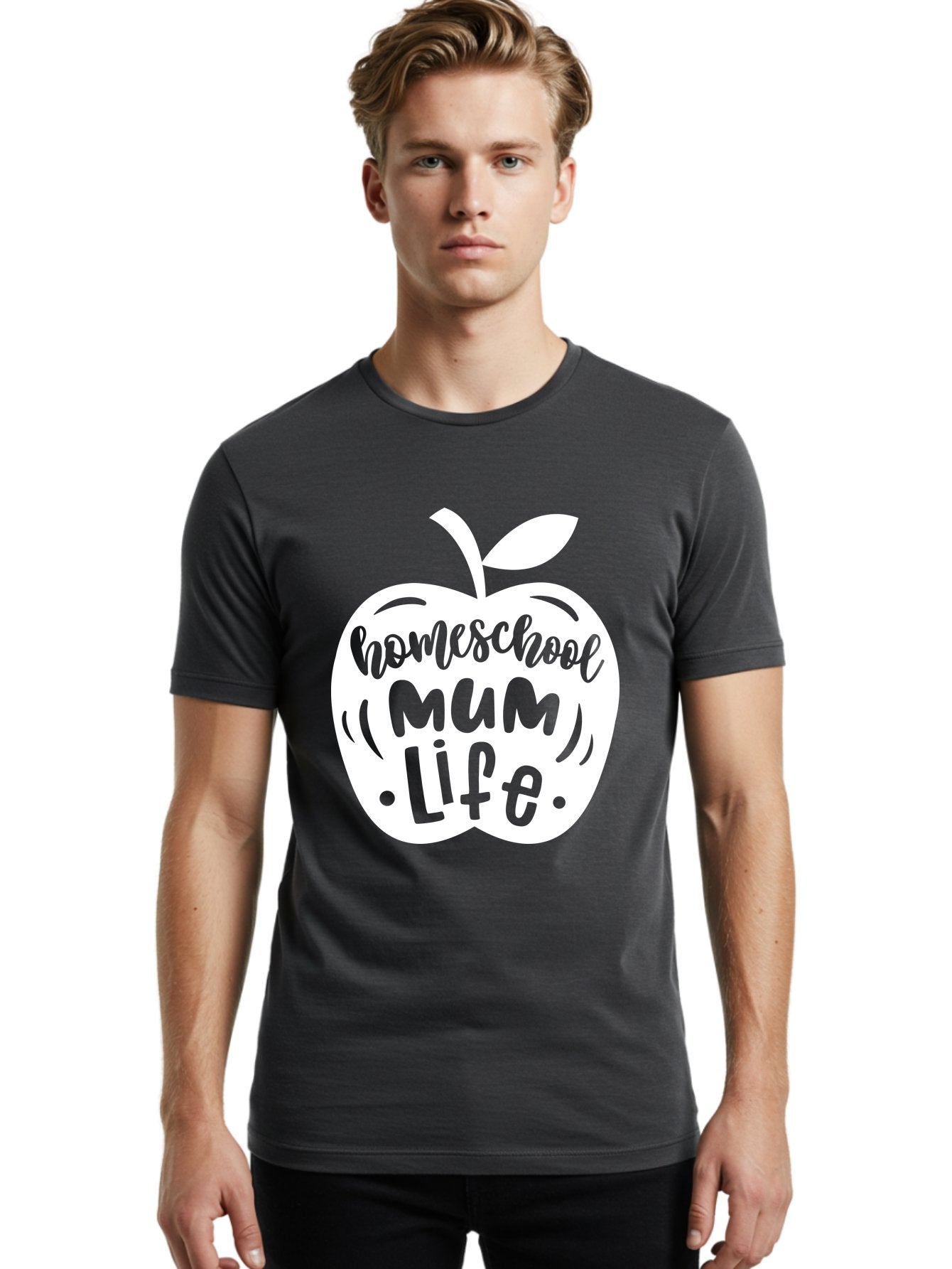 Homeschool-Mum-Life Men'S Graphic Tee, 100% Cotton, Comfortable Casual Summer Wear, Machine Washable, Homeschool Mum Life, Apple Graphic, Homeschooling Mother, Education, Parenting, Personalized Learning Aab392 28
