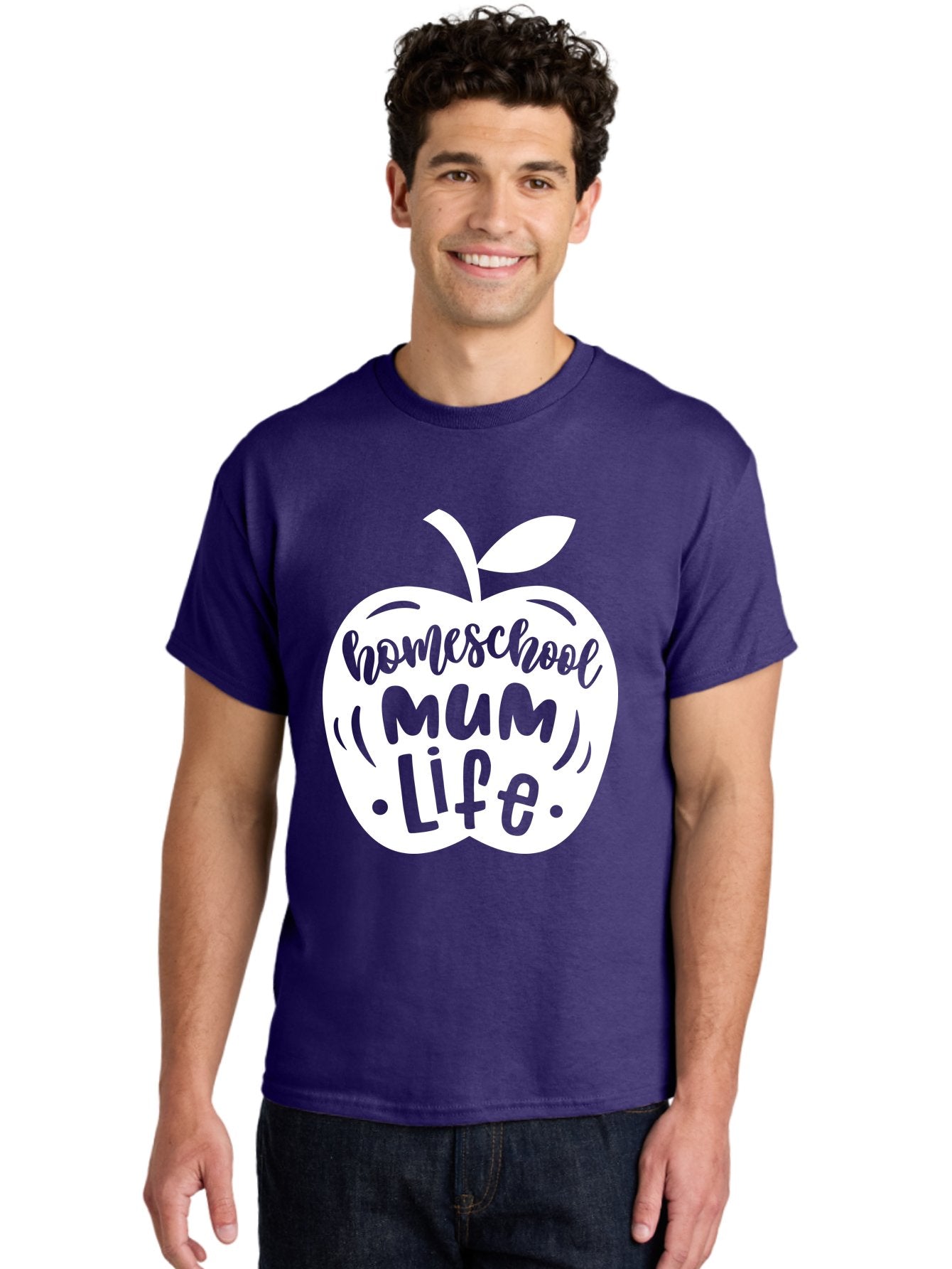 Homeschool-Mum-Life Men'S Graphic Tee, 100% Cotton, Comfortable Casual Summer Wear, Machine Washable, Homeschool Mum Life, Apple Graphic, Homeschooling Mother, Education, Parenting, Personalized Learning Aab392 24