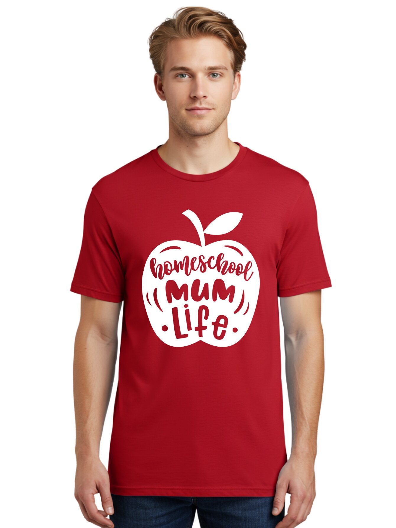 Homeschool-Mum-Life Men'S Graphic Tee, 100% Cotton, Comfortable Casual Summer Wear, Machine Washable, Homeschool Mum Life, Apple Graphic, Homeschooling Mother, Education, Parenting, Personalized Learning Aab392 30