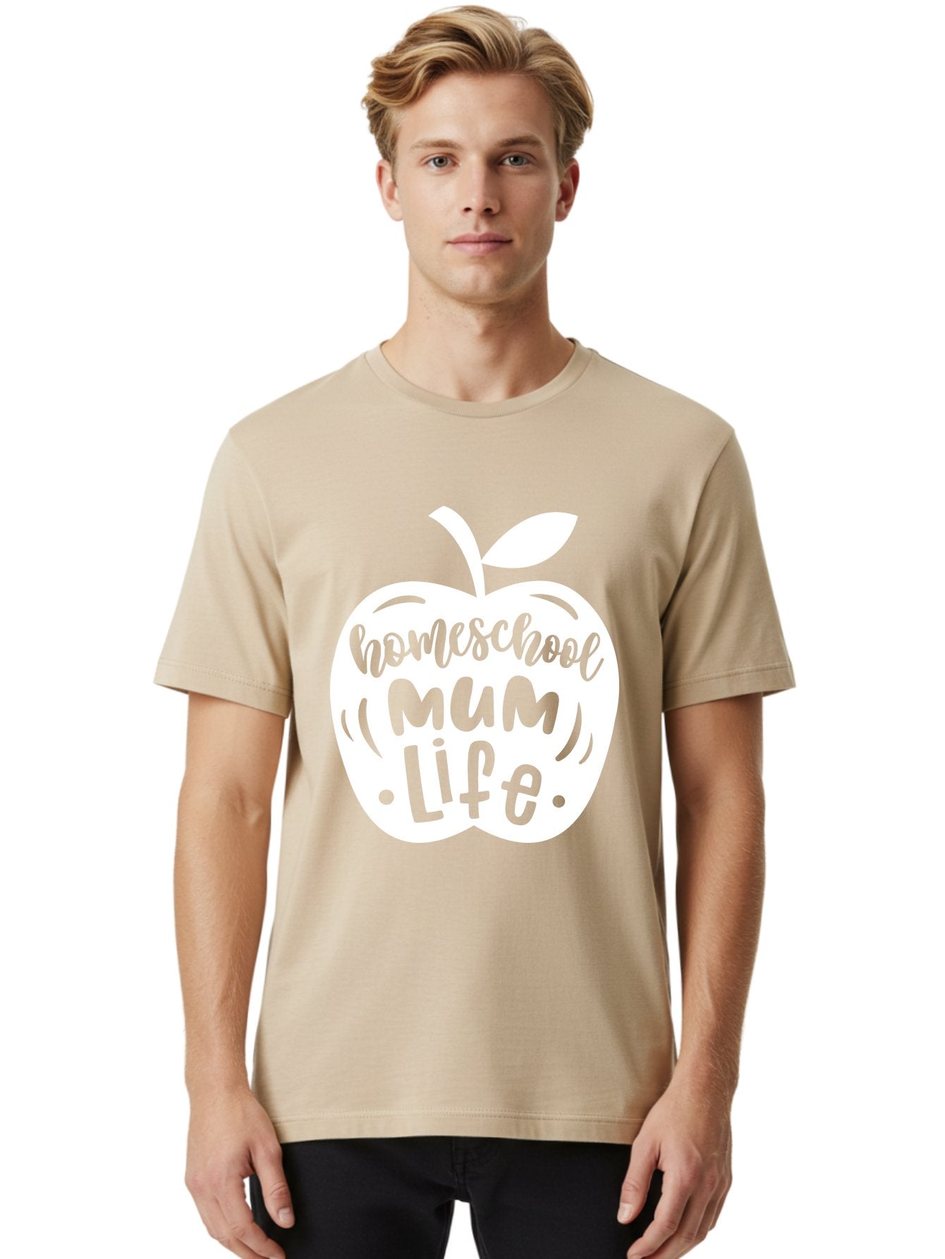 Homeschool-Mum-Life Men'S Graphic Tee, 100% Cotton, Comfortable Casual Summer Wear, Machine Washable, Homeschool Mum Life, Apple Graphic, Homeschooling Mother, Education, Parenting, Personalized Learning Aab392 16