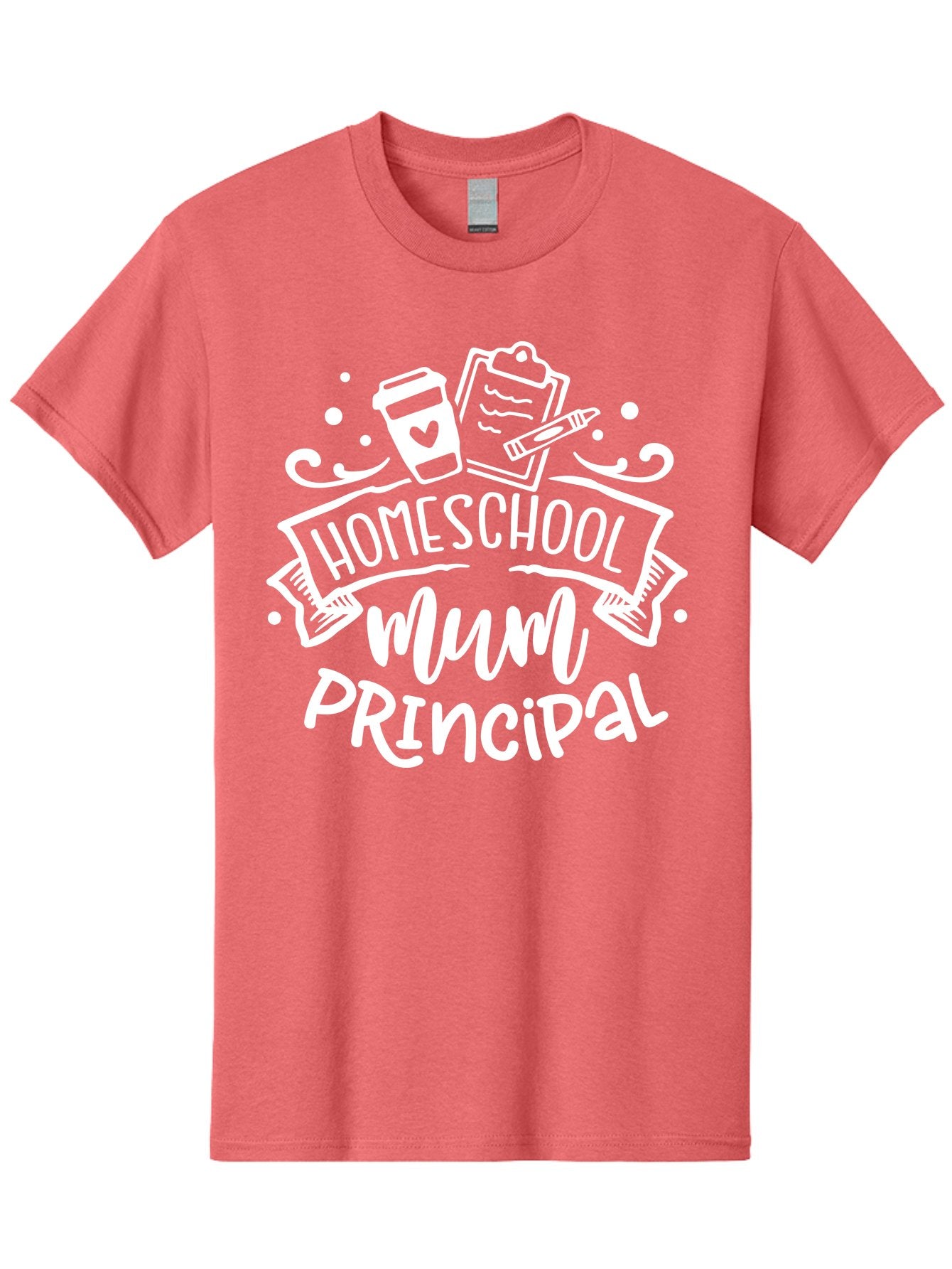 Homeschool-Mum-Principal-1 Men'S Graphic Tee, 100% Cotton, Comfortable Casual Summer Wear, Machine Washable, Homeschool Mom, Principal, Homeschooling, Coffee Cup, Clipboard, Pencil, Heart, Education, Parenting, Learning, Mom Life Aab393 12