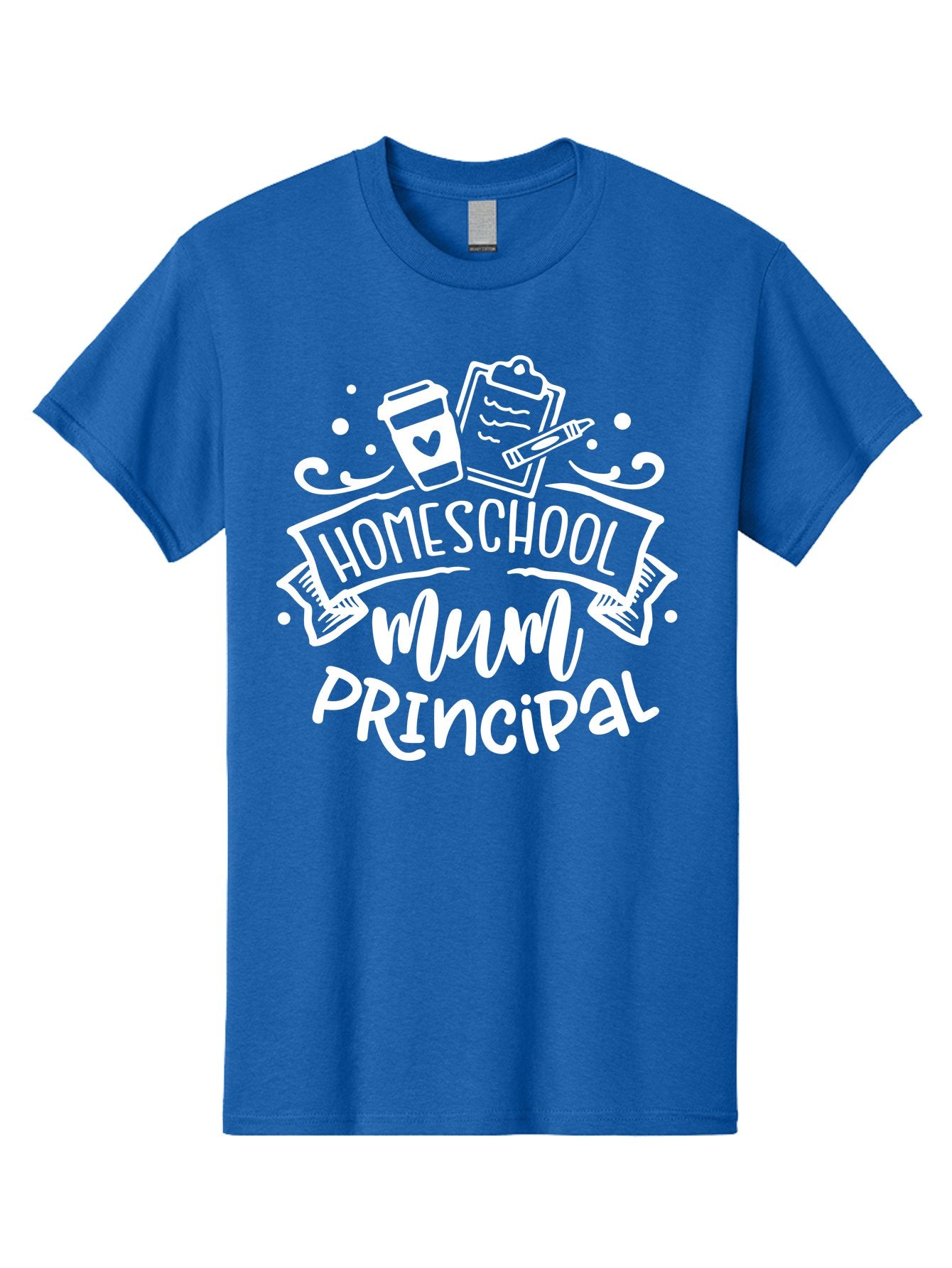 Homeschool-Mum-Principal-1 Men'S Graphic Tee, 100% Cotton, Comfortable Casual Summer Wear, Machine Washable, Homeschool Mom, Principal, Homeschooling, Coffee Cup, Clipboard, Pencil, Heart, Education, Parenting, Learning, Mom Life Aab393 15