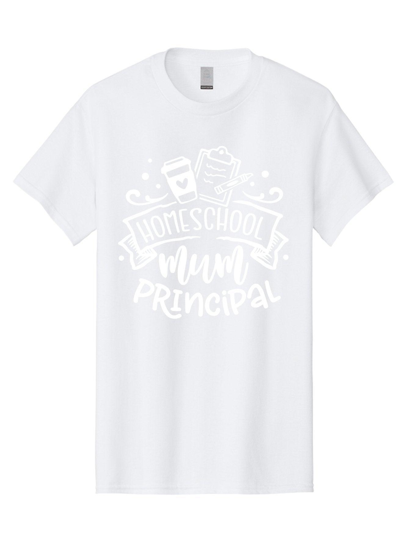 Homeschool-Mum-Principal-1 Men'S Graphic Tee, 100% Cotton, Comfortable Casual Summer Wear, Machine Washable, Homeschool Mom, Principal, Homeschooling, Coffee Cup, Clipboard, Pencil, Heart, Education, Parenting, Learning, Mom Life Aab393 10