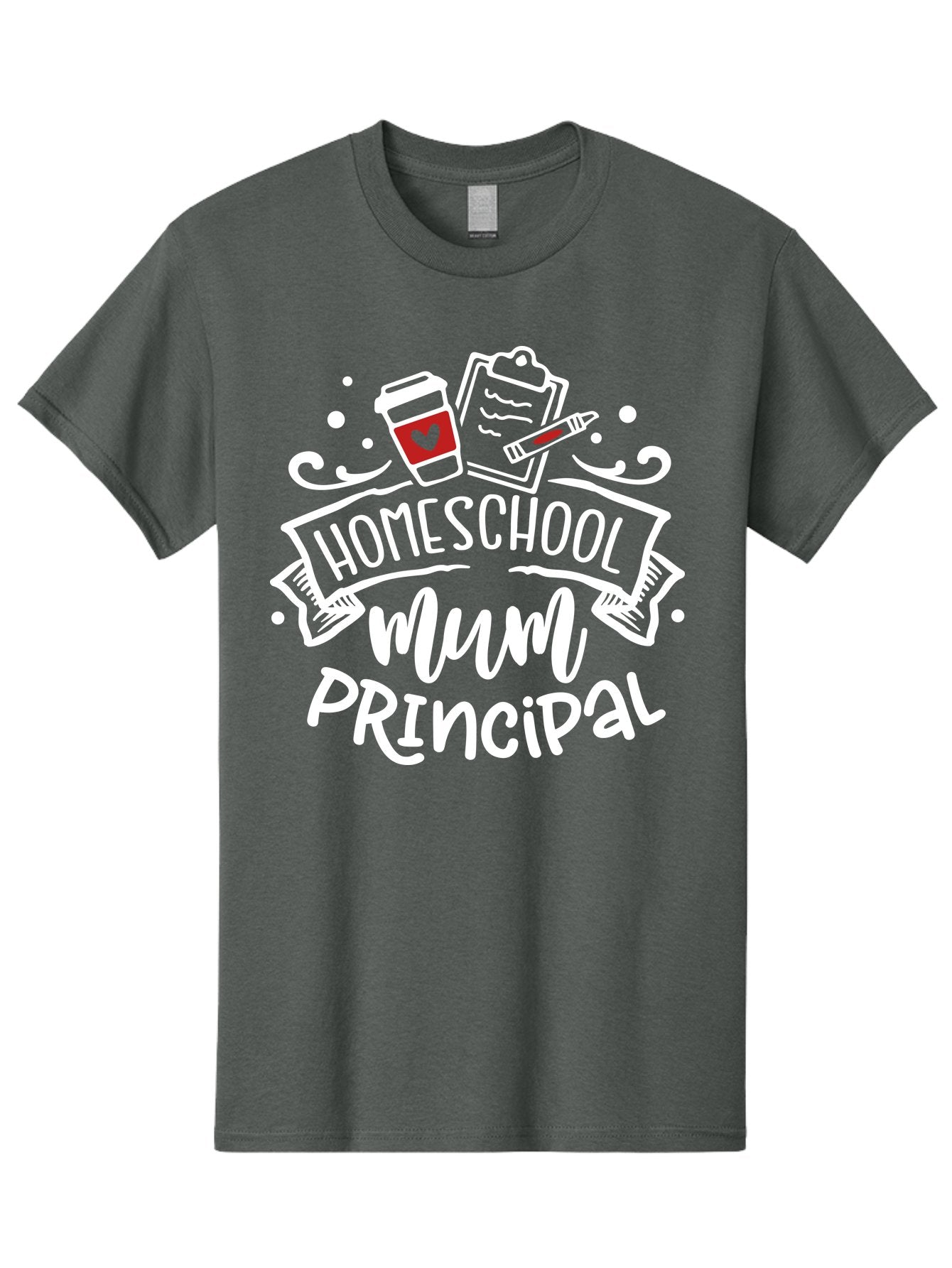 Homeschool-Mum-Principal-2 Men'S Graphic Tee, 100% Cotton, Comfortable Casual Summer Wear, Machine Washable, Homeschool, Homeschooling, Education, Learning, Parenting, Motherhood, Coffee, Clipboard, Marker, Heart, Homeschool Mum Aab394 9