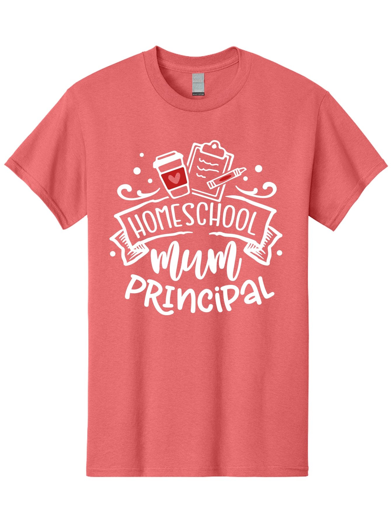 Homeschool-Mum-Principal-2 Men'S Graphic Tee, 100% Cotton, Comfortable Casual Summer Wear, Machine Washable, Homeschool, Homeschooling, Education, Learning, Parenting, Motherhood, Coffee, Clipboard, Marker, Heart, Homeschool Mum Aab394 7