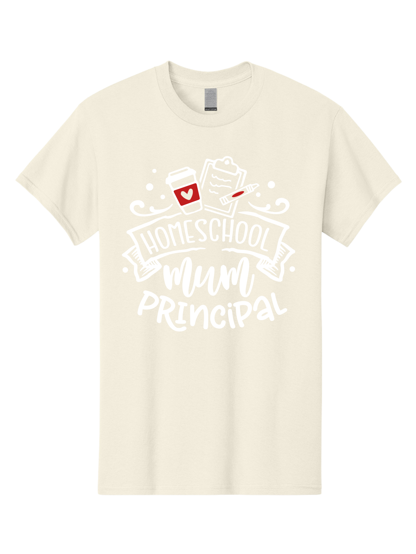 Homeschool-Mum-Principal-2 Men'S Graphic Tee, 100% Cotton, Comfortable Casual Summer Wear, Machine Washable, Homeschool, Homeschooling, Education, Learning, Parenting, Motherhood, Coffee, Clipboard, Marker, Heart, Homeschool Mum Aab394 19