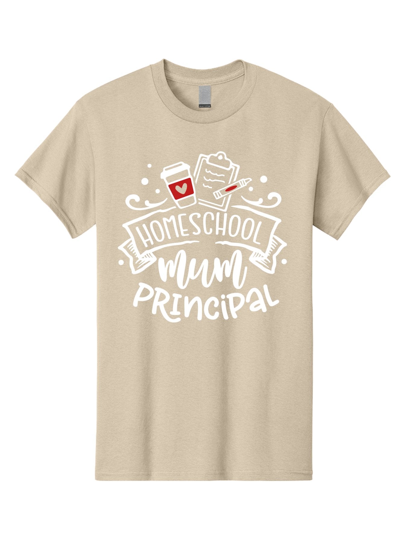 Homeschool-Mum-Principal-2 Men'S Graphic Tee, 100% Cotton, Comfortable Casual Summer Wear, Machine Washable, Homeschool, Homeschooling, Education, Learning, Parenting, Motherhood, Coffee, Clipboard, Marker, Heart, Homeschool Mum Aab394 8